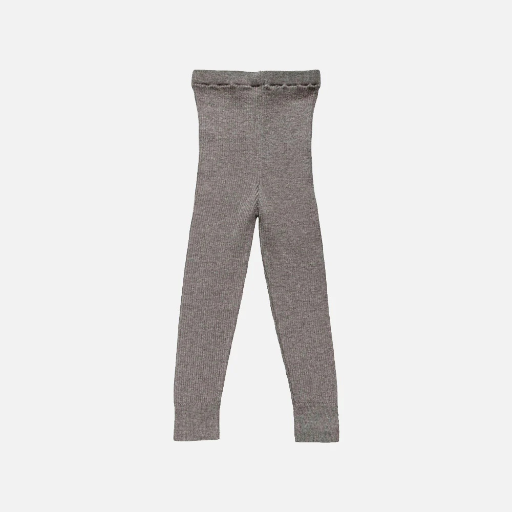 Baby & Kids Merino Wool Skinny Rib Leggings - Tapir - Image 2