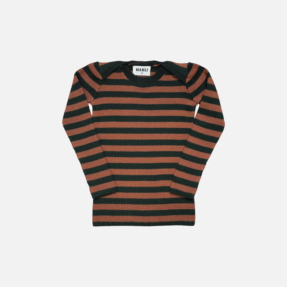 Baby & Kids Merino Wool Skinny Rib Top - Ivy/Sandalwood - Image 2