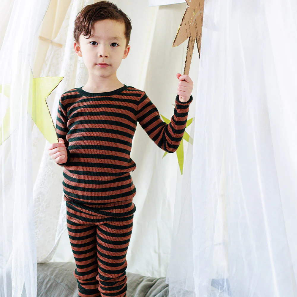 Baby & Kids Merino Wool Skinny Rib Top - Ivy/Sandalwood - Image 3