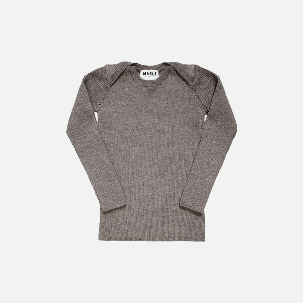 Baby & Kids Merino Wool Skinny Rib Top - Tapir - Image 2