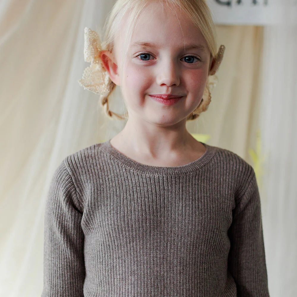 Baby & Kids Merino Wool Skinny Rib Top - Tapir - Image 3