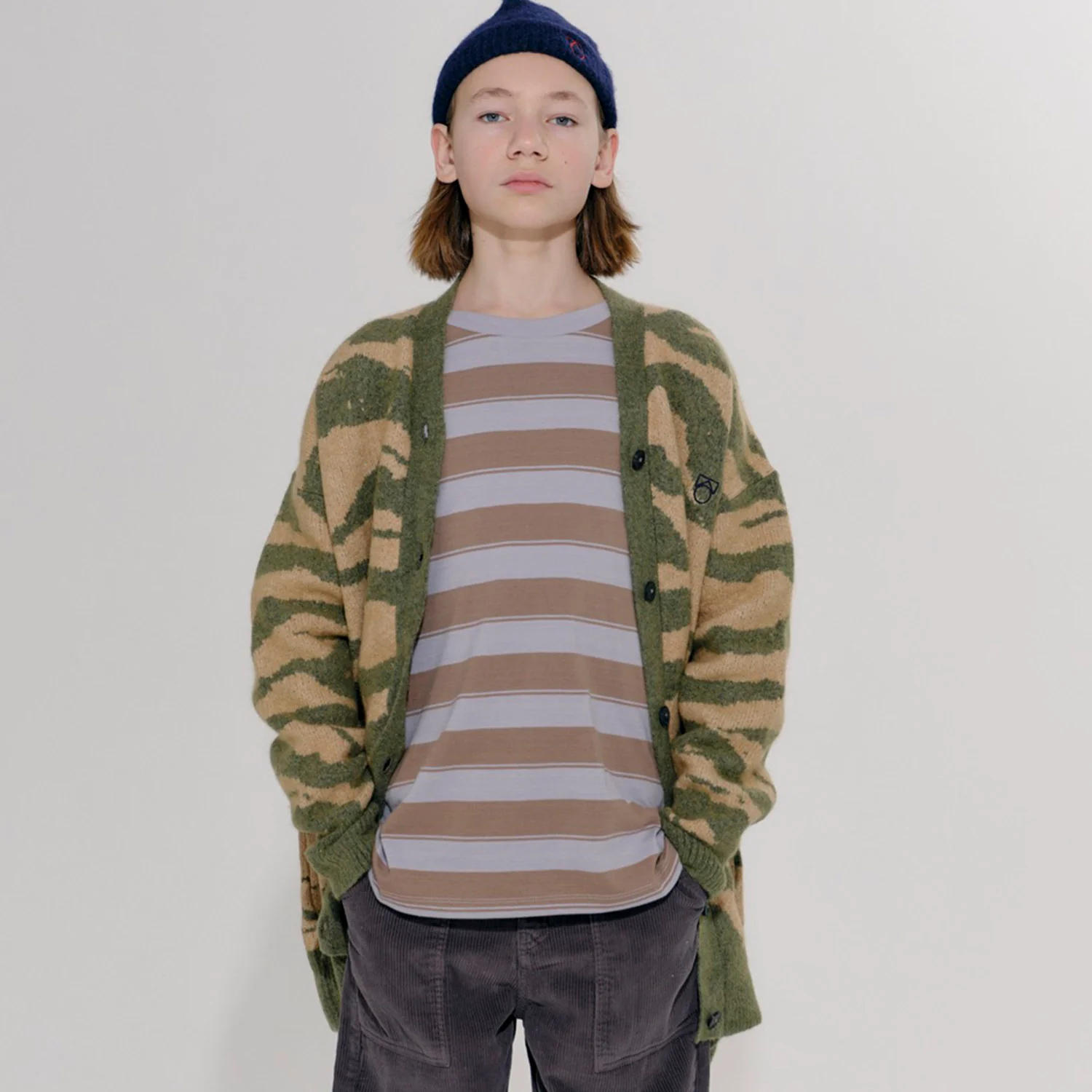 Cotton LS Tee - Dapple Grey/Bark Stripe - Image 2
