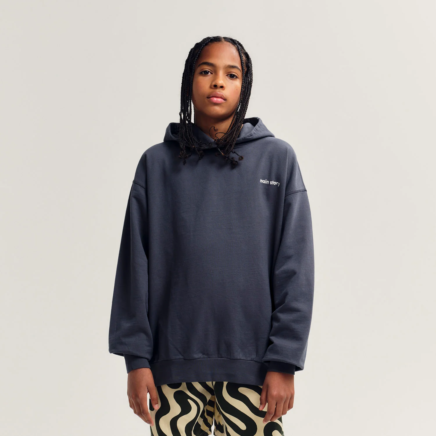 Kids Cotton Hooded Sweat - Dark Shadow