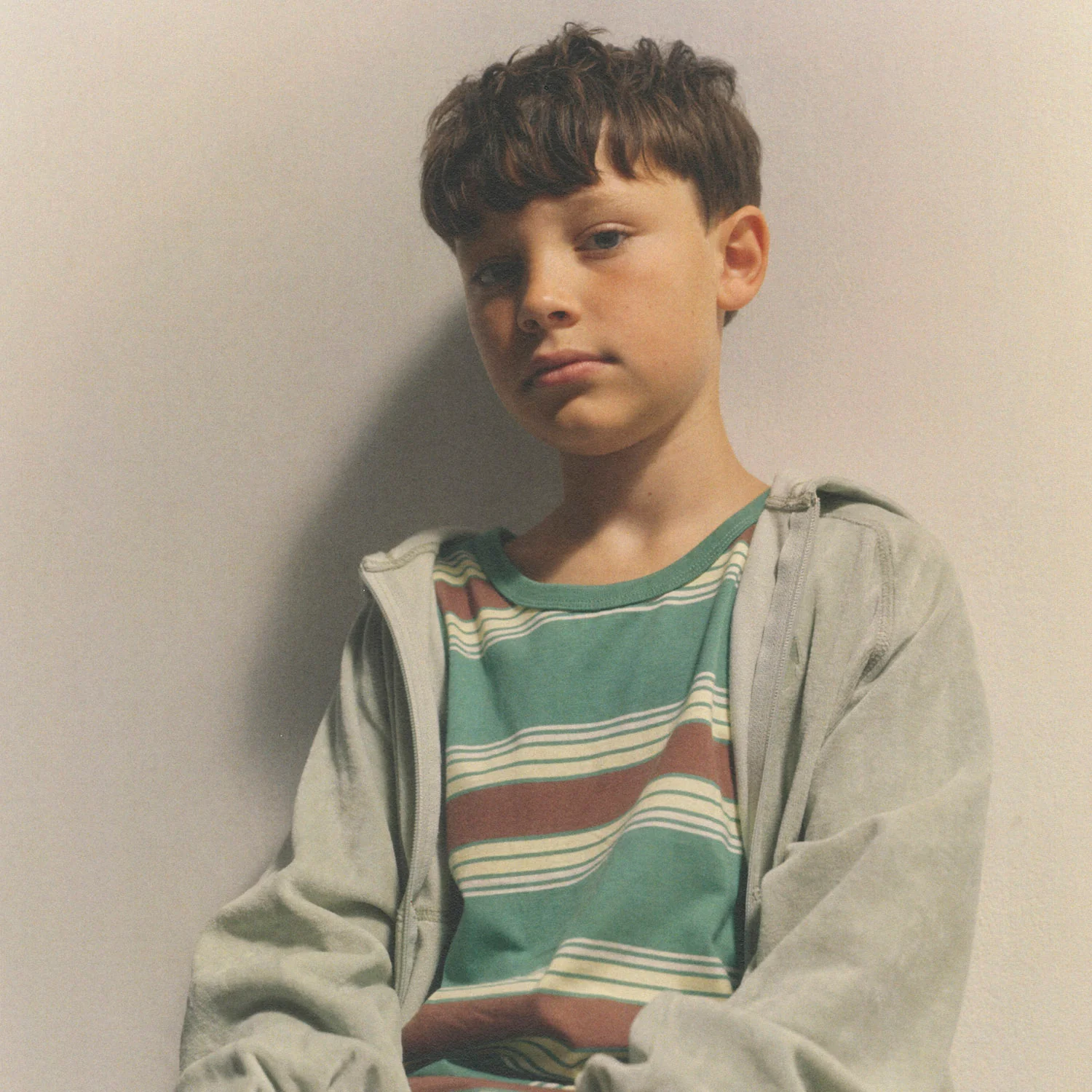 Kids Cotton Loose Tee - Bottle Green Stripe