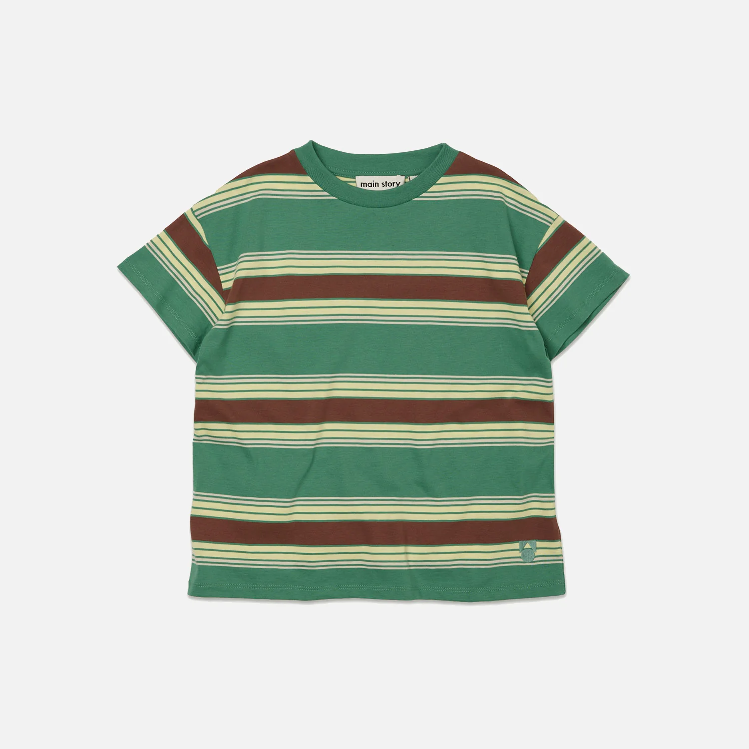 Kids Cotton Loose Tee - Bottle Green Stripe - Image 2