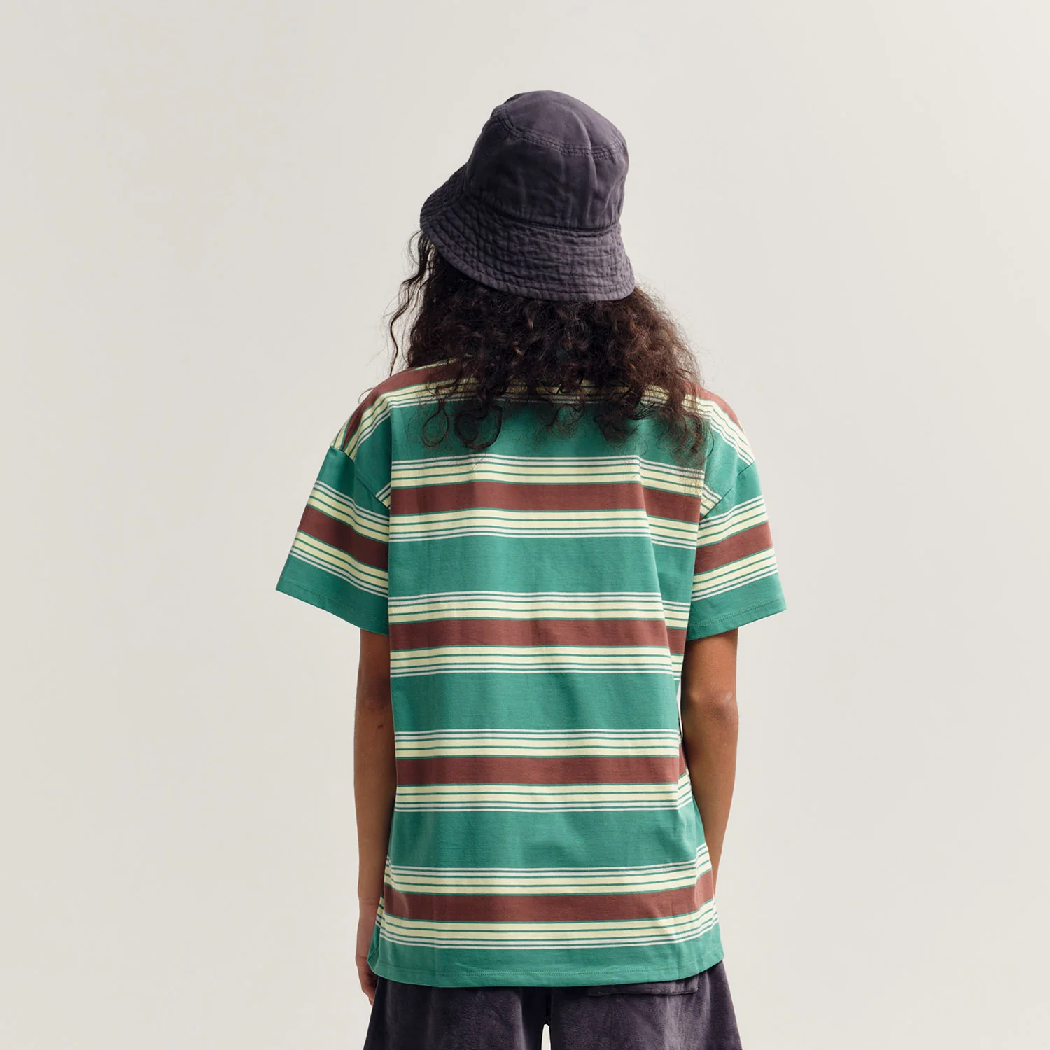 Kids Cotton Loose Tee - Bottle Green Stripe - Image 4