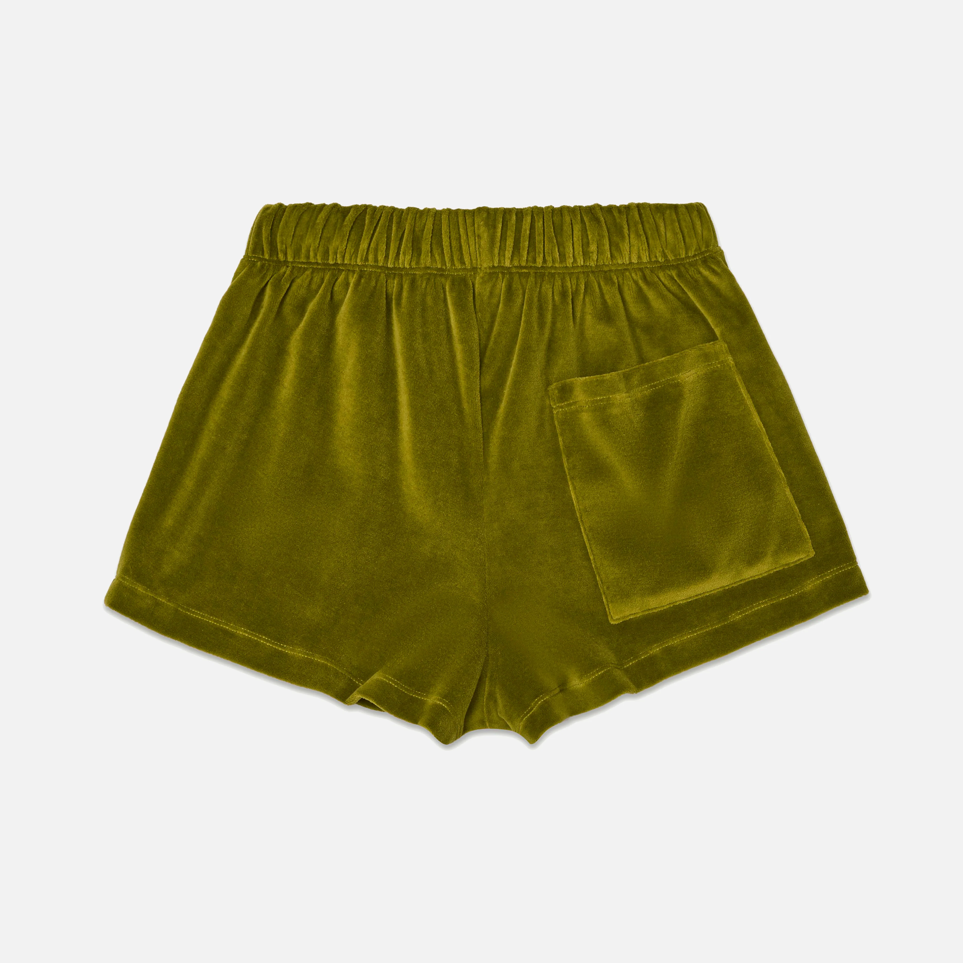 Kids Cotton Velour Track Short - Avocado - Image 2