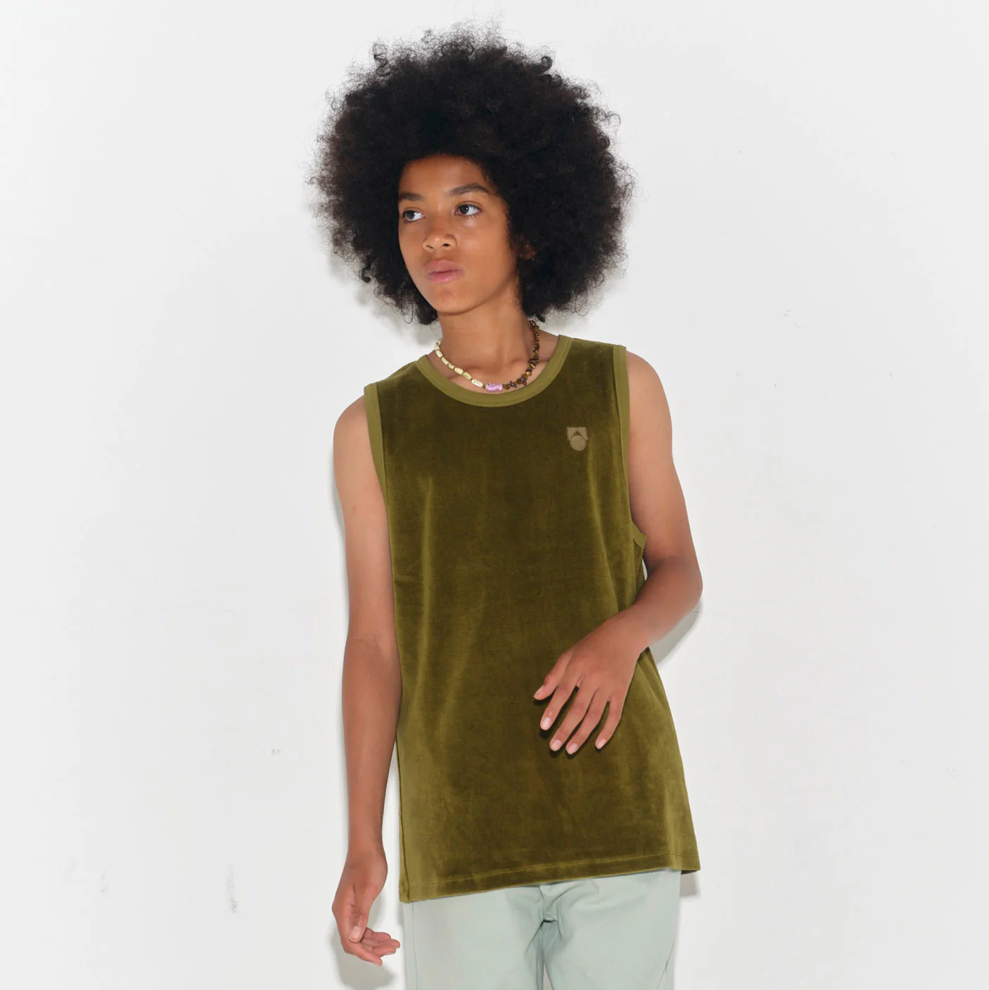 Kids Cotton Velour Vest - Avocado - Image 5