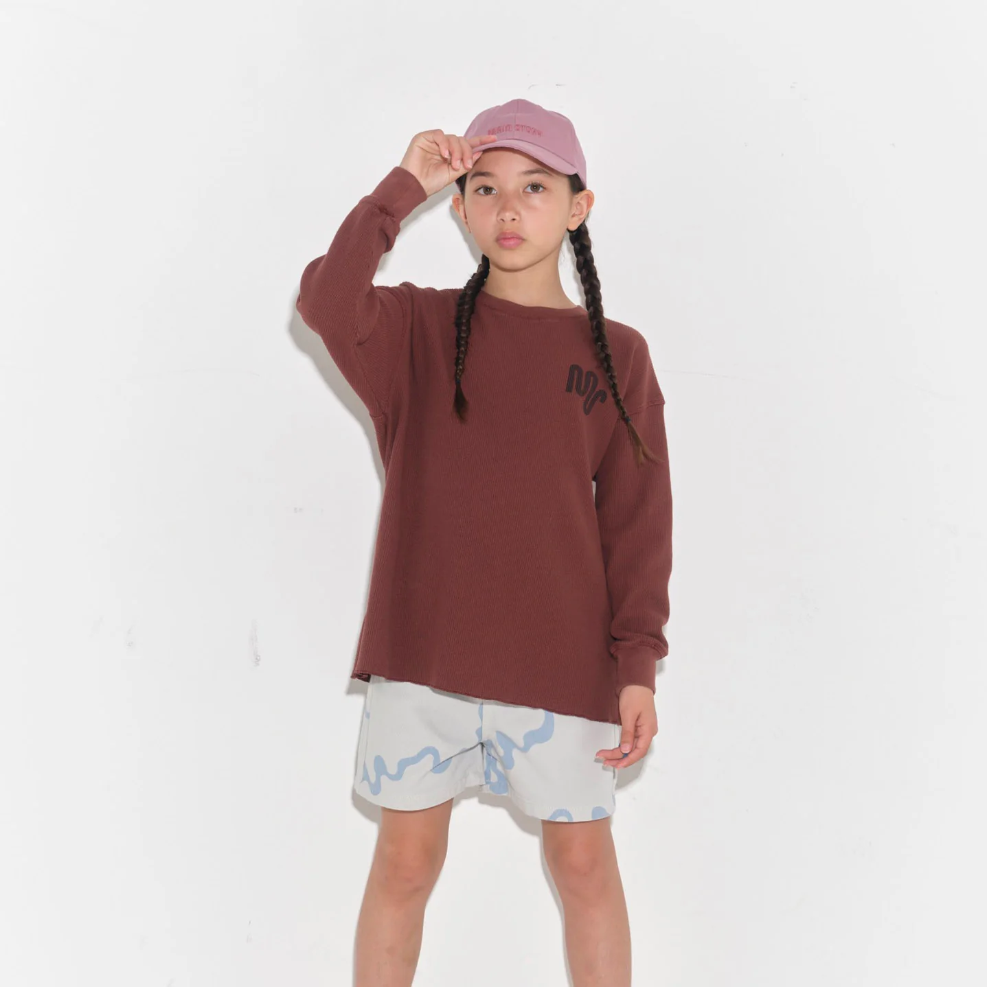 Kids Cotton Waffle LS Tee - Hot Chocolate - Image 2