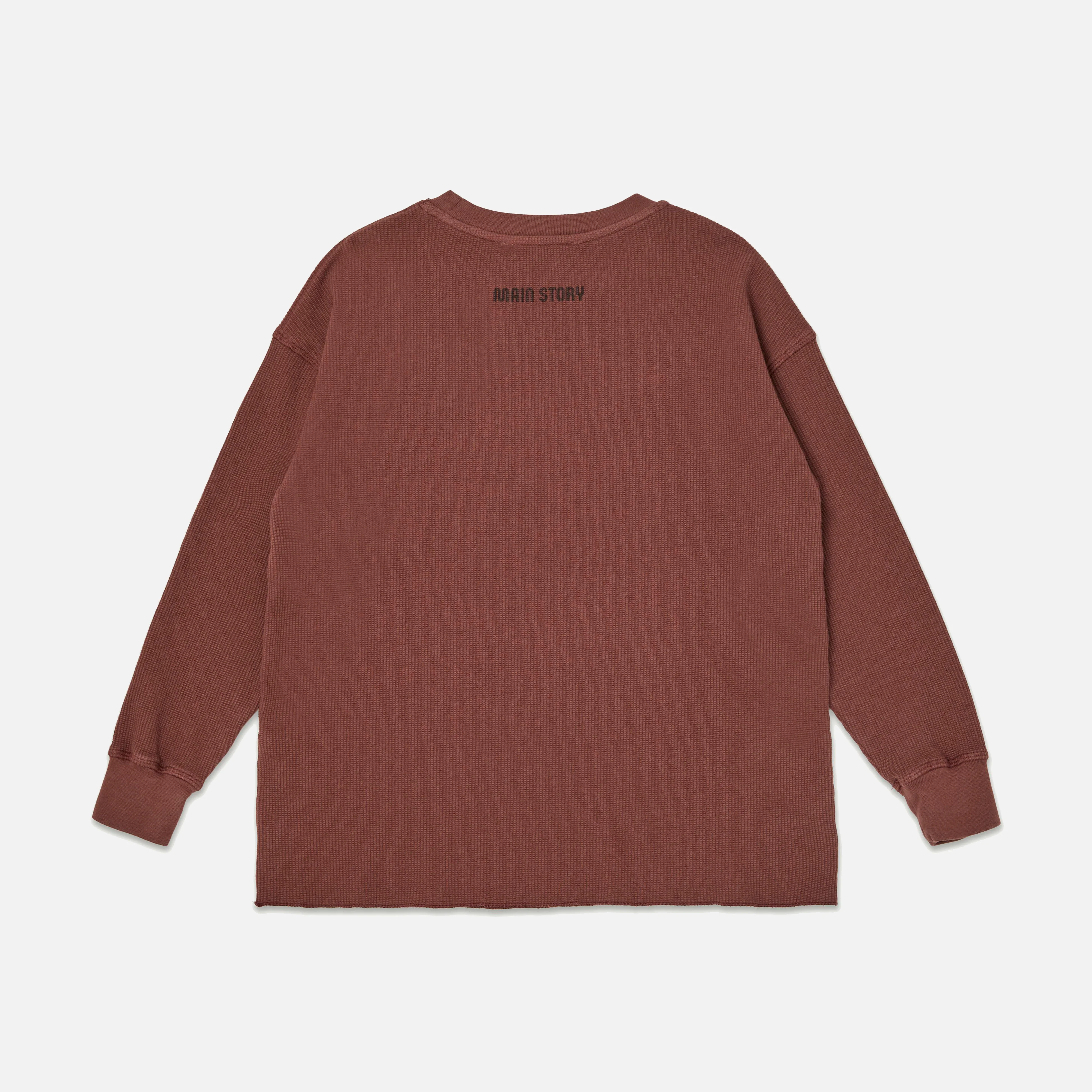 Kids Cotton Waffle LS Tee - Hot Chocolate - Image 3
