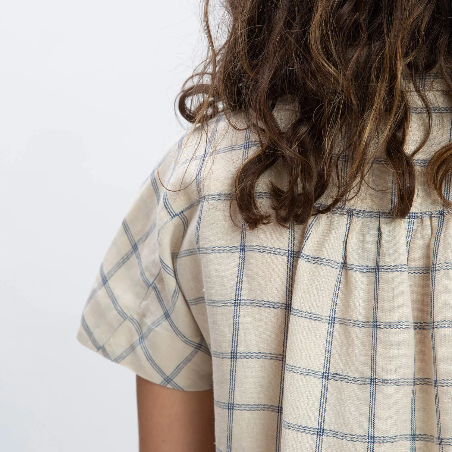 Women's Linen Blouse - Blue Net - Image 5
