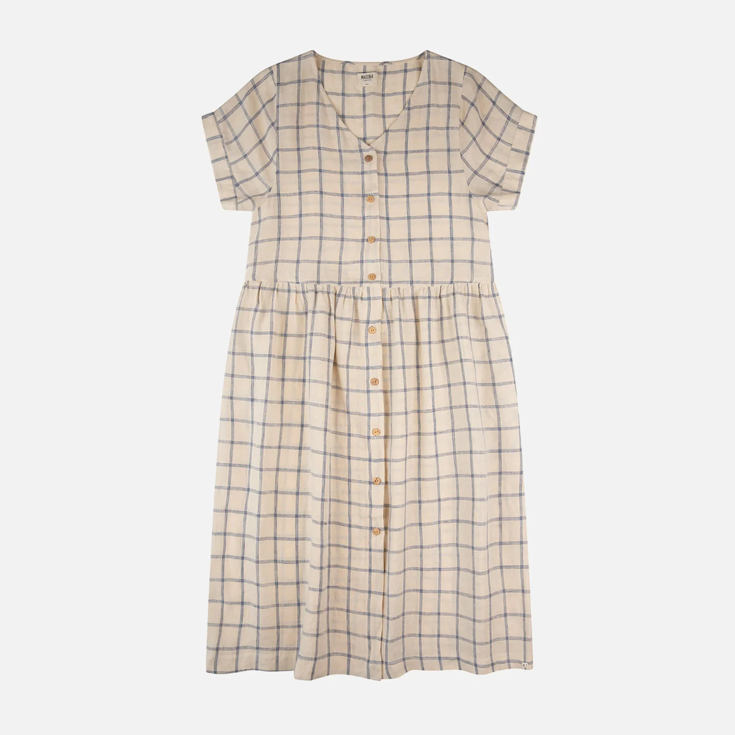 Women's Linen Midi Dress - Blue Net - Image 3