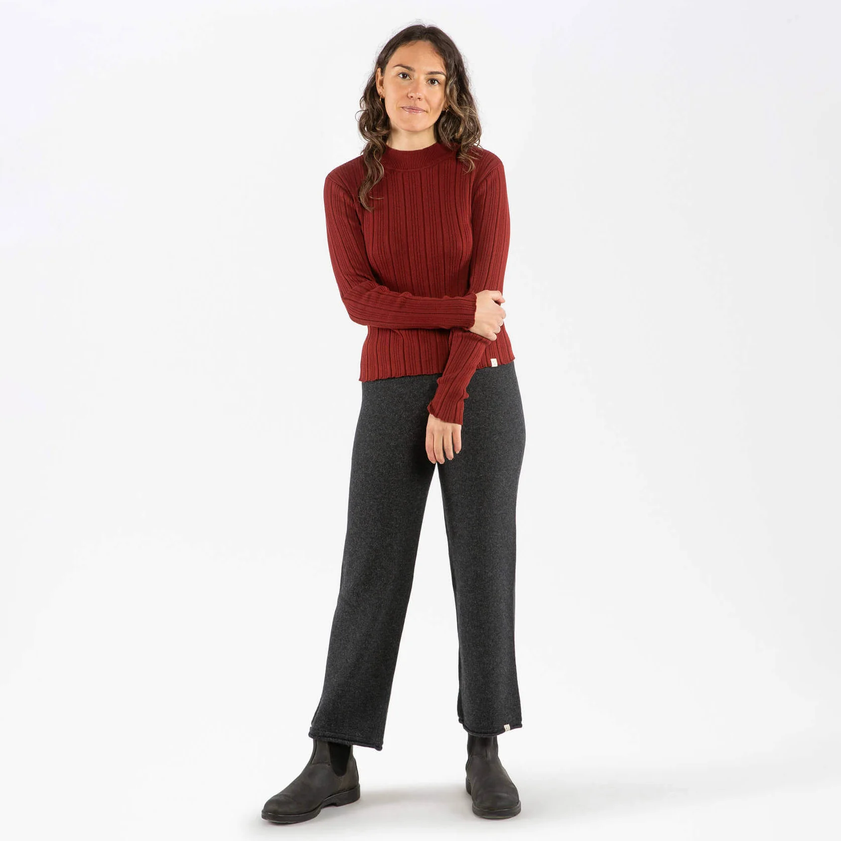 Women's Lambswool/Cotton Trousers - Charcoal - Image 4