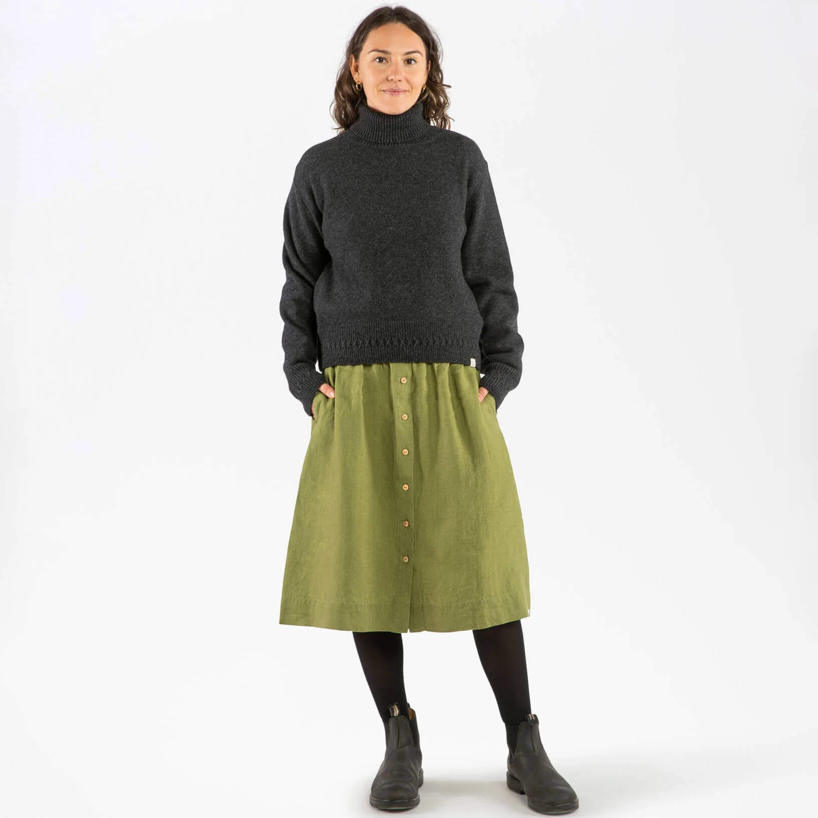 Women's Linen Midi Skirt - Cardamom - Image 4