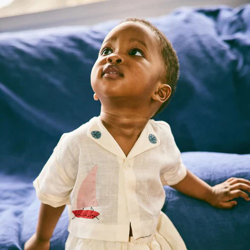 Baby Linen Seaside Button Top - String - Image 3