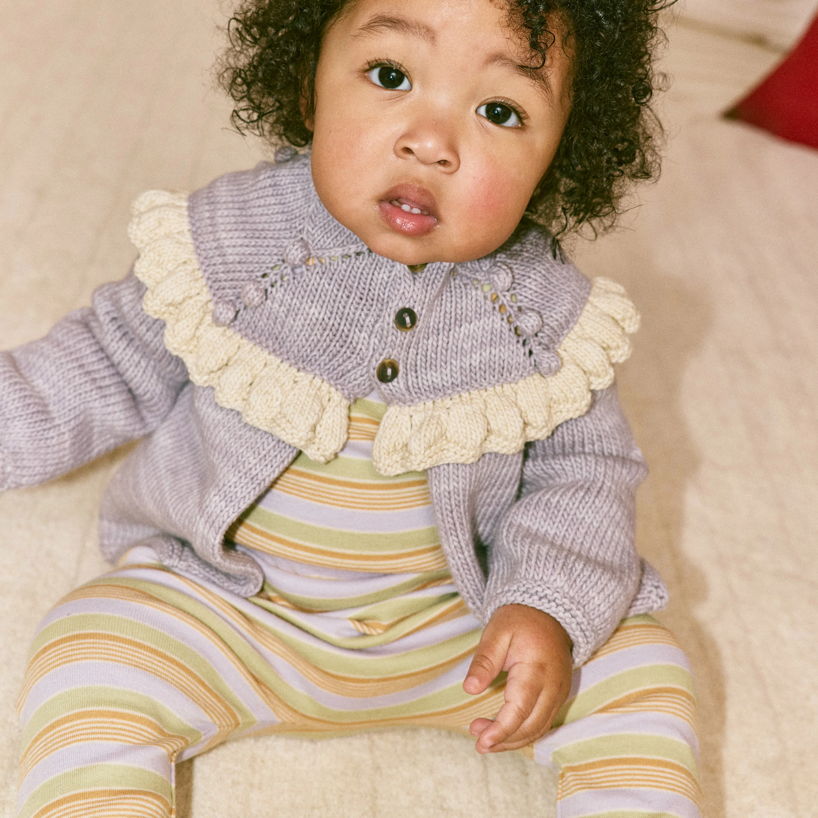 Baby Pima Cotton Leggings - Mist Avenue Stripe - Image 3