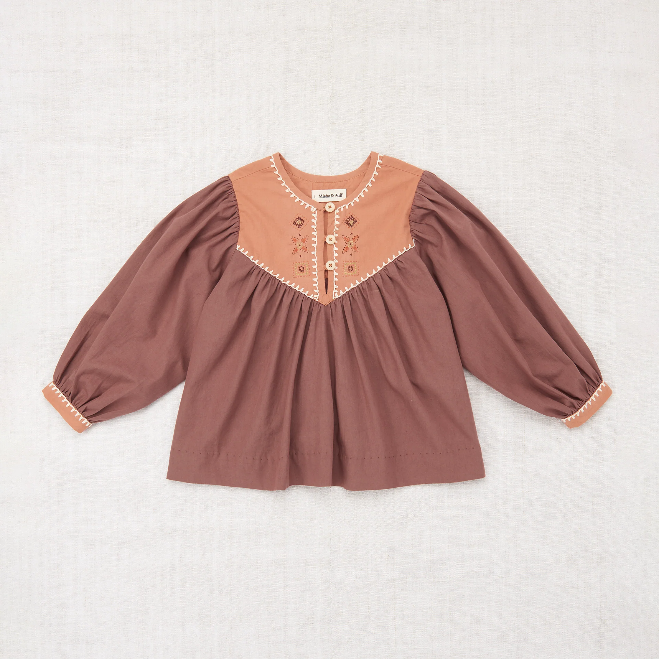 Kids Cotton Poplin Bettina Top - Mousse - Image 2