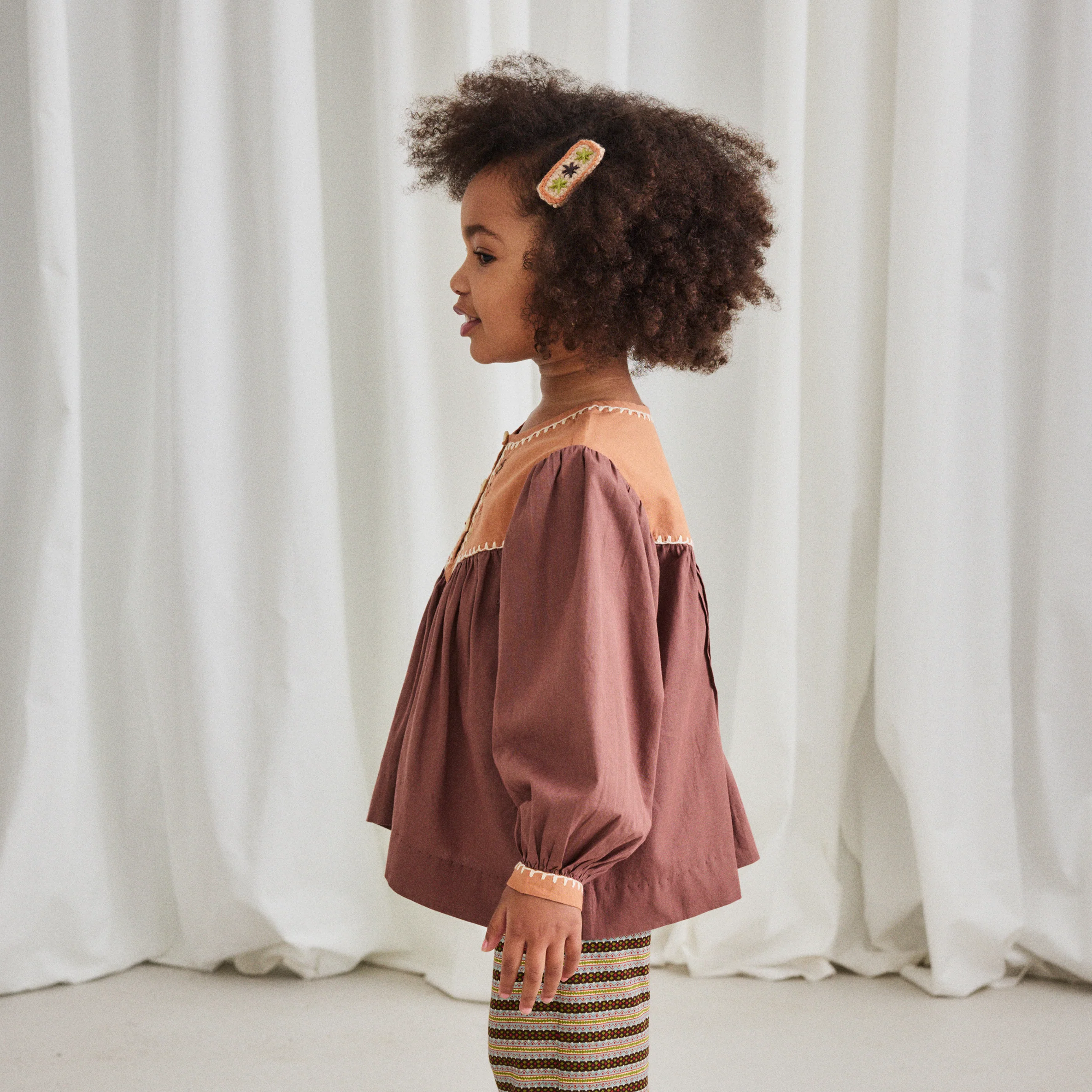Kids Cotton Poplin Bettina Top - Mousse - Image 3
