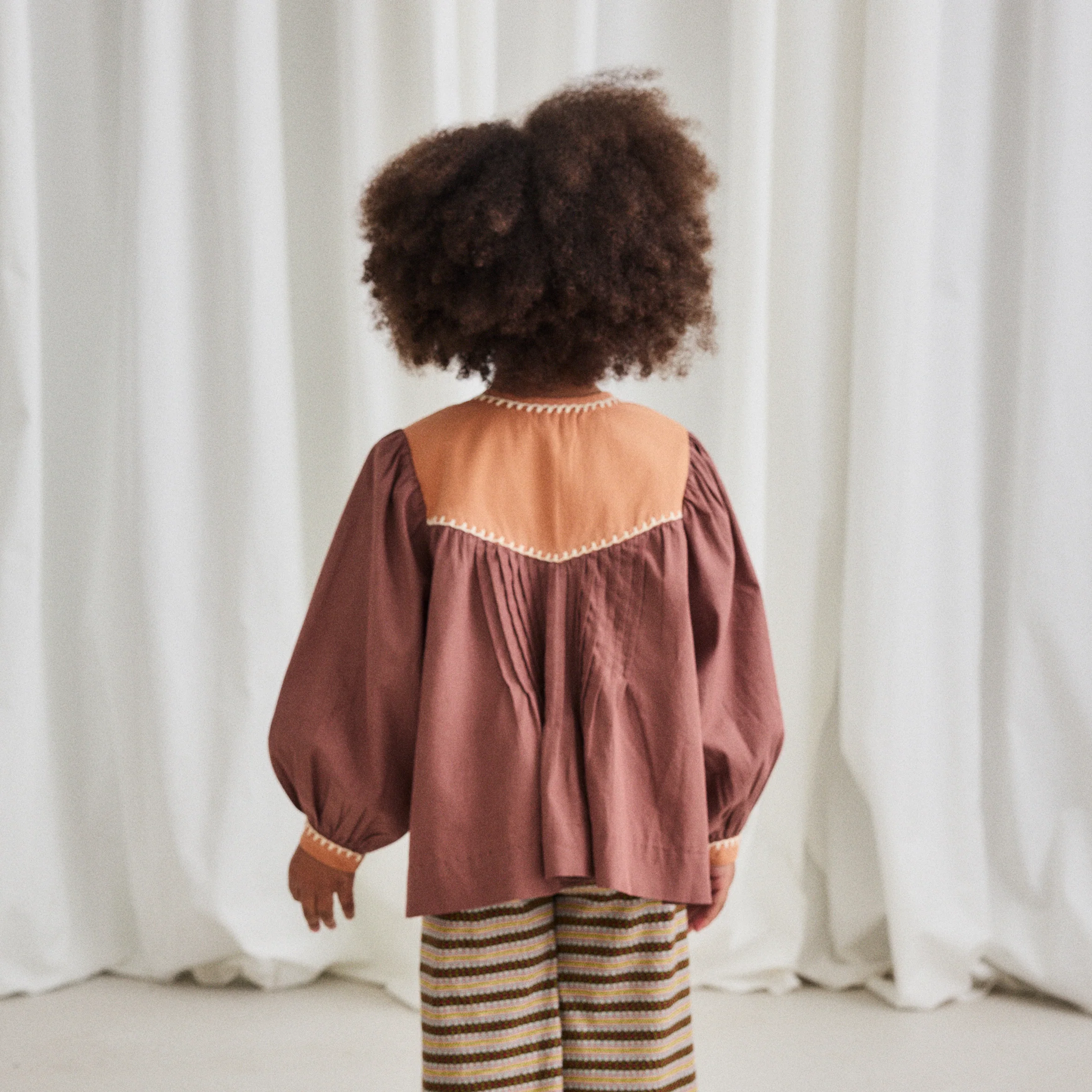 Kids Cotton Poplin Bettina Top - Mousse - Image 4