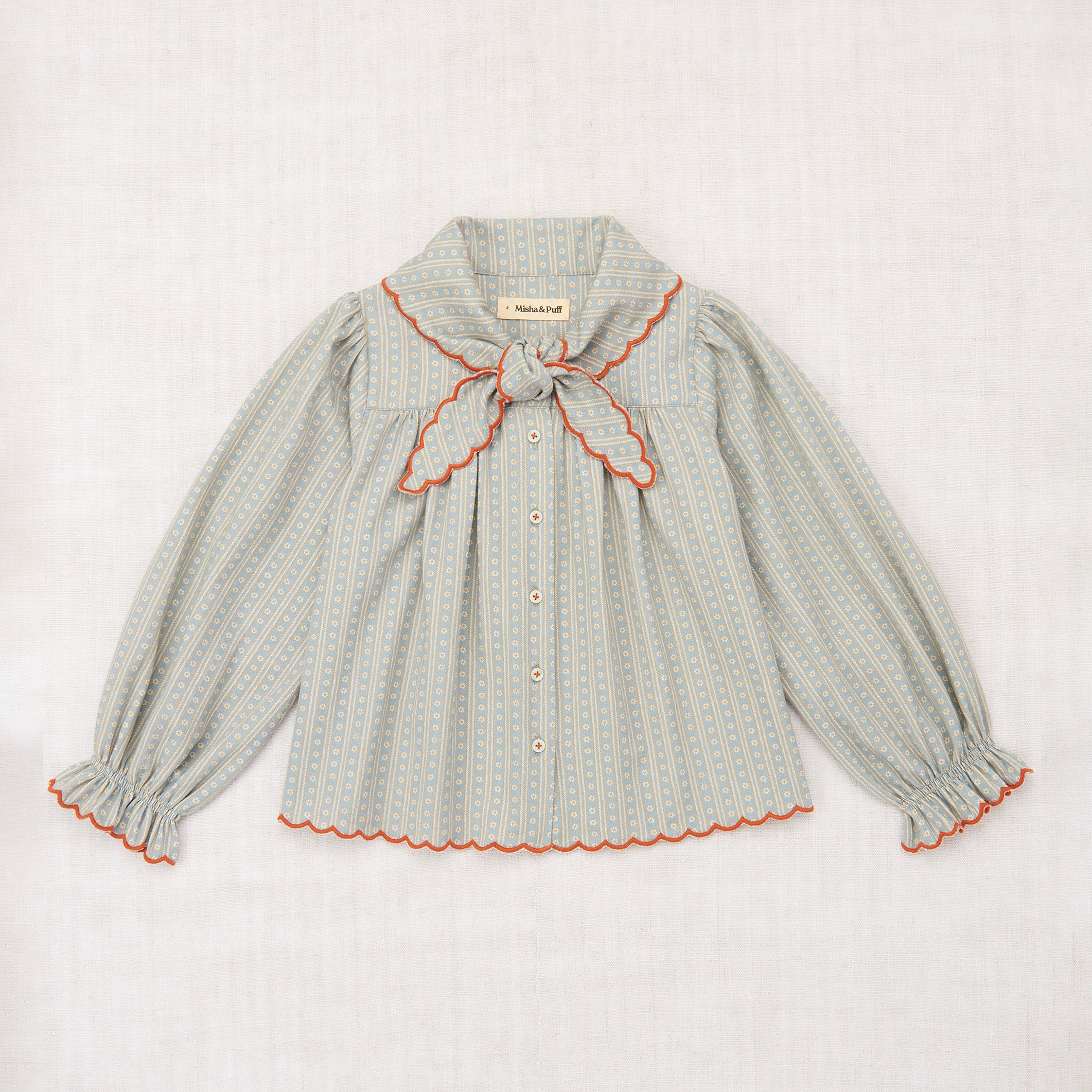 Kids Cotton Twill Miki Top - Overcast Little House Floral - Image 2