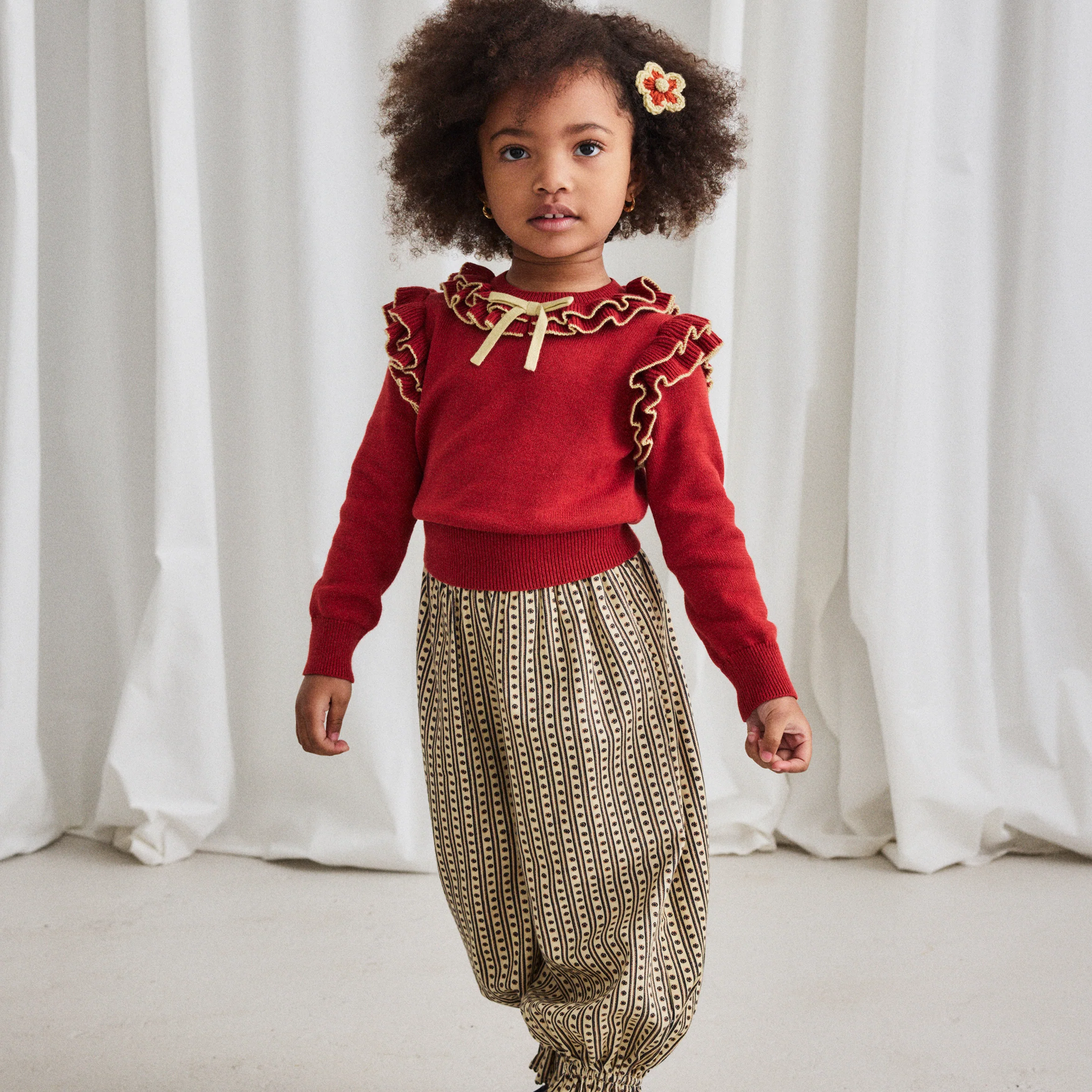 Kids Cotton Twill Zuzu Pant - Raffia Little House Floral - Image 3