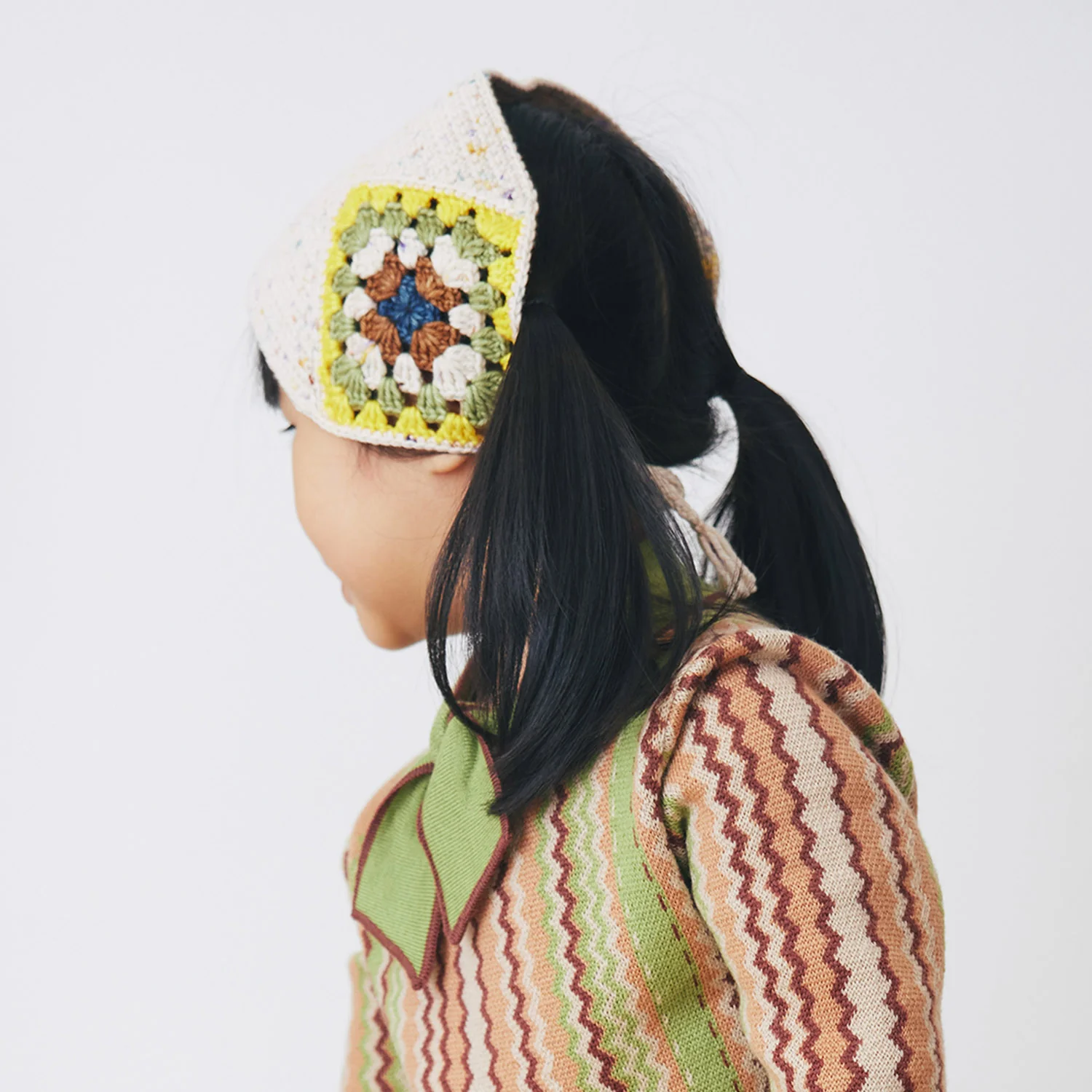 Kids Hand Crochet Merino Wool Headwarmer - Iris Confetti