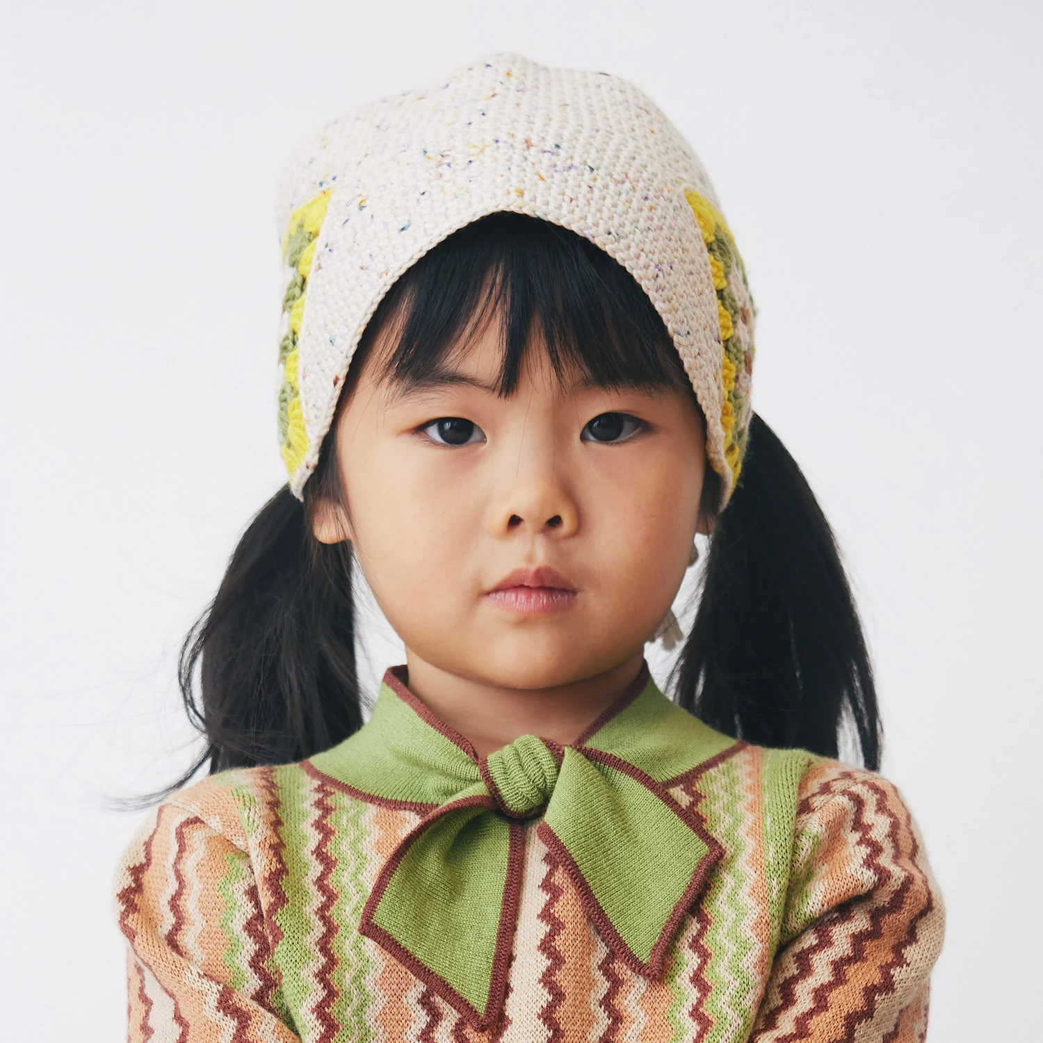 Kids Hand Crochet Merino Wool Headwarmer - Iris Confetti - Image 4
