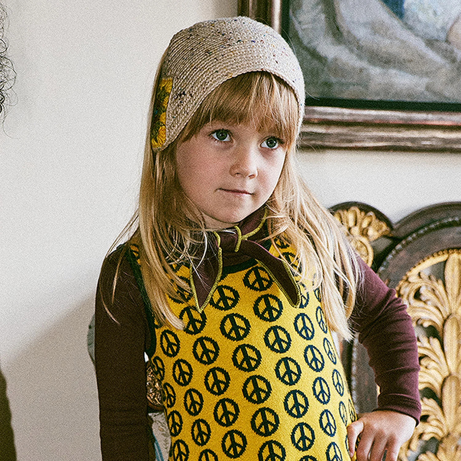Kids Hand Crochet Merino Wool Headwarmer - Iris Confetti - Image 6