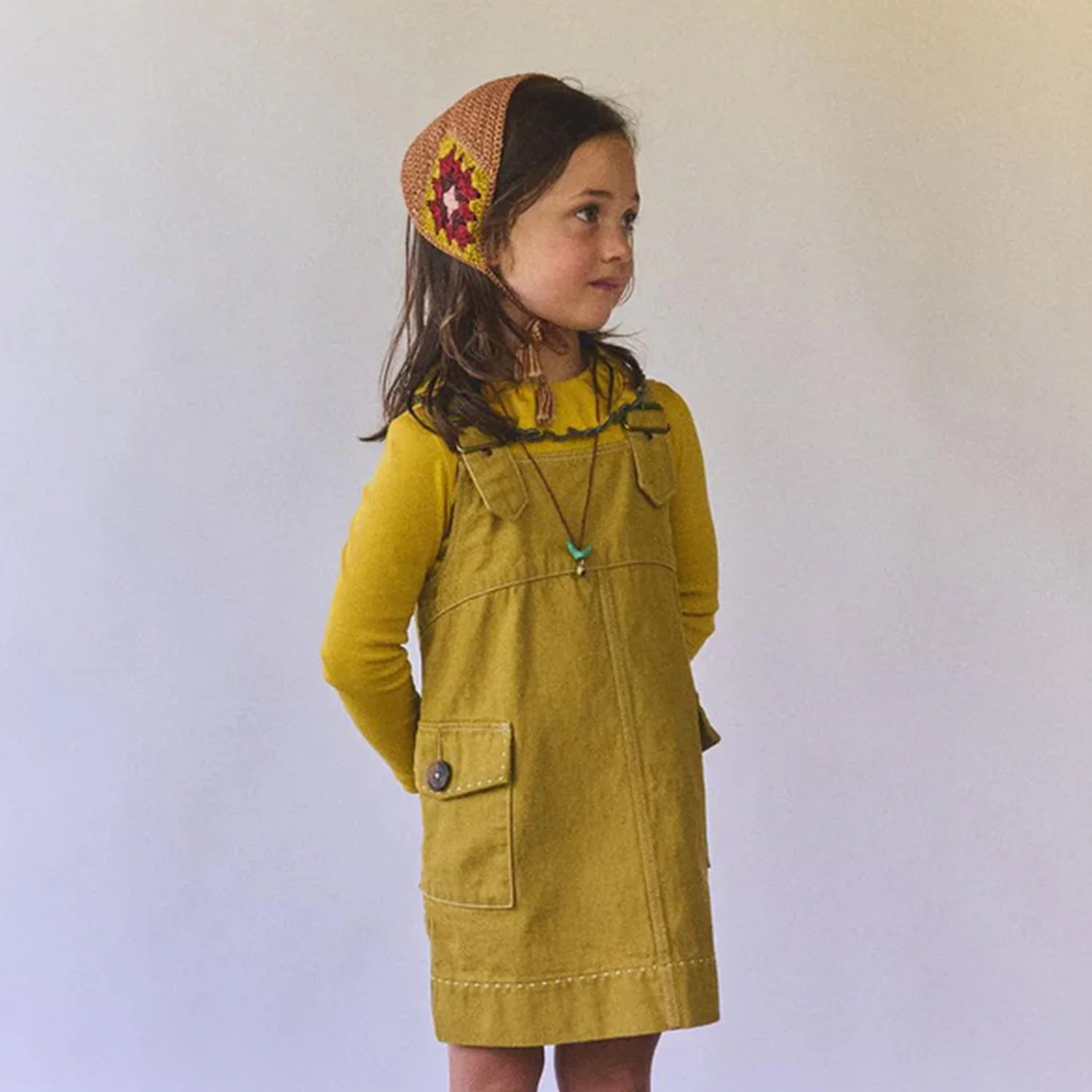 Kids Hand Crochet Merino Wool Headwarmer - Rose Gold - Image 4