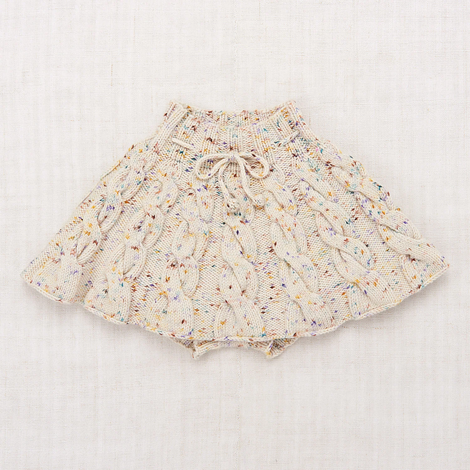 Kids Handknit Merino Wool Cable Skating Skirt - Iris Confetti