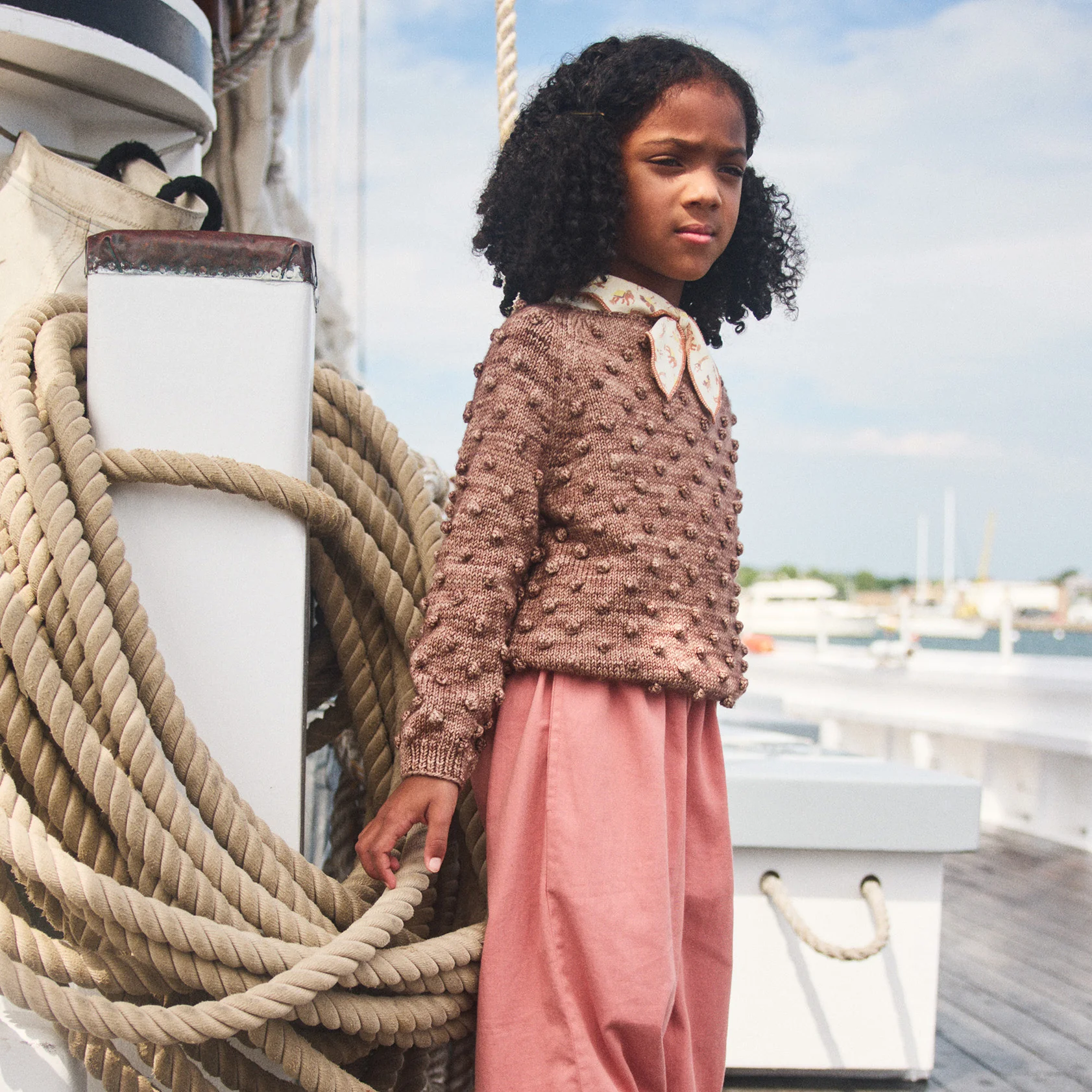 Kids Handknit Merino Wool Original Popcorn Sweater - Affogato