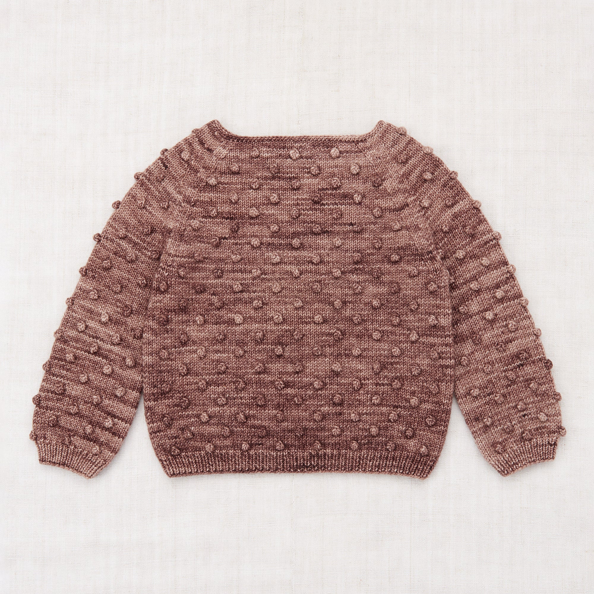 Kids Handknit Merino Wool Original Popcorn Sweater - Affogato - Image 2