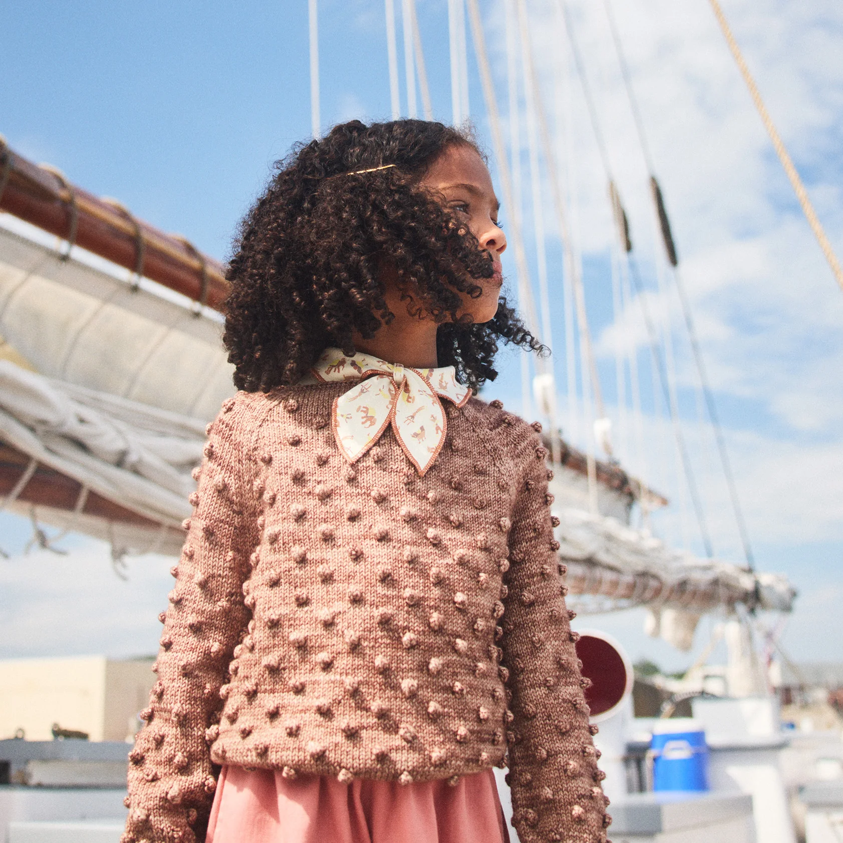 Kids Handknit Merino Wool Original Popcorn Sweater - Affogato - Image 4