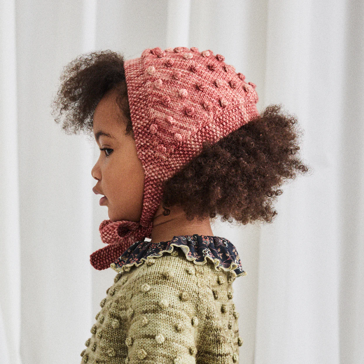 Kids Handknit Merino Wool Popcorn Headwarmer - Prairie Rose