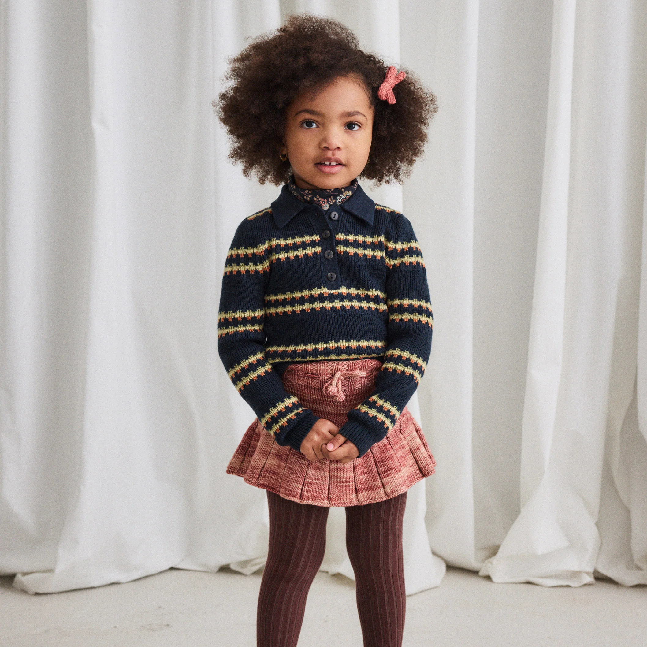 Kids Handknit Merino Wool Skating Pond Skirt - Prairie Rose - Image 2