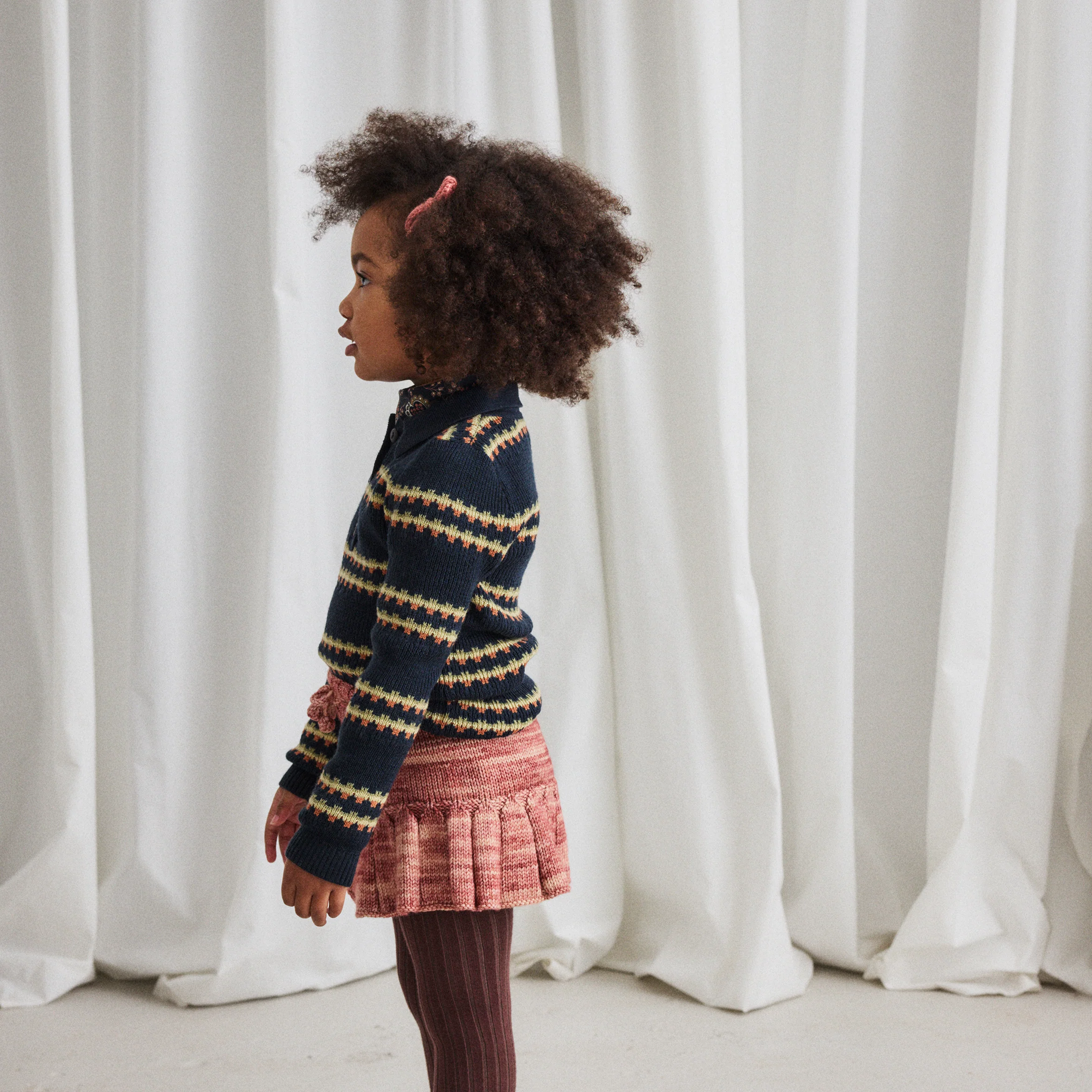 Kids Handknit Merino Wool Skating Pond Skirt - Prairie Rose - Image 3