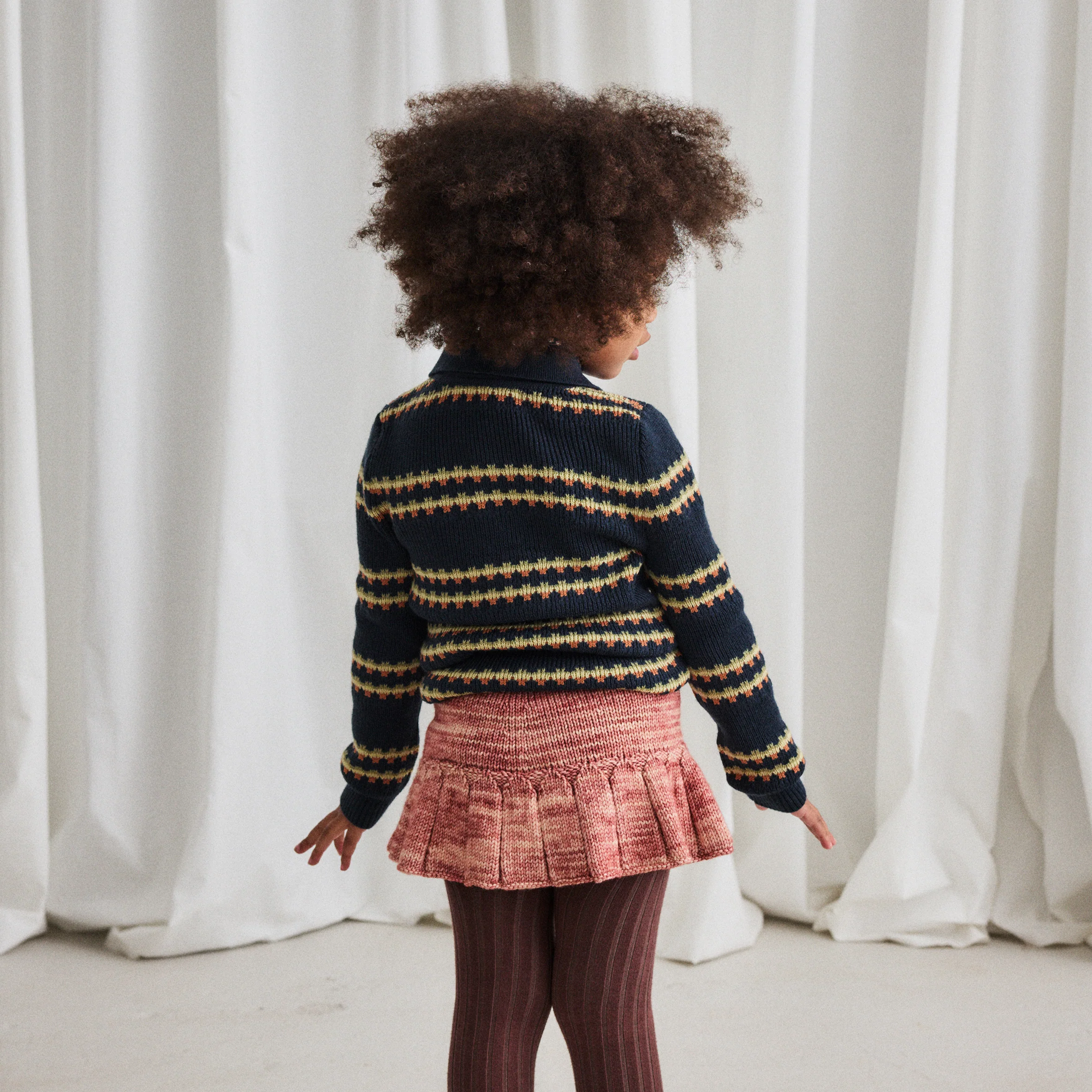 Kids Handknit Merino Wool Skating Pond Skirt - Prairie Rose - Image 4