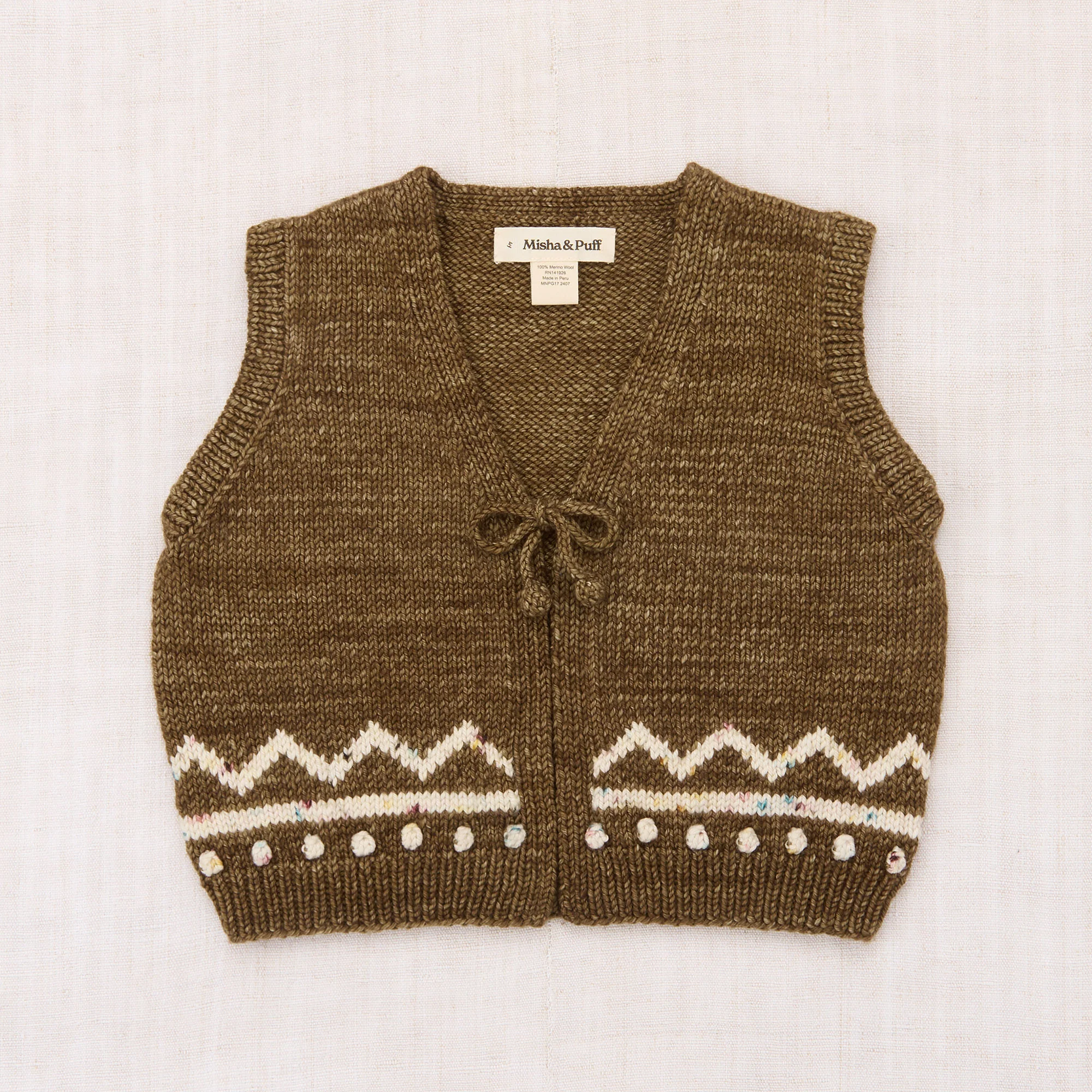 SAMP Kids Handknit Merino Wool Zig Zag Vest - Nutshell