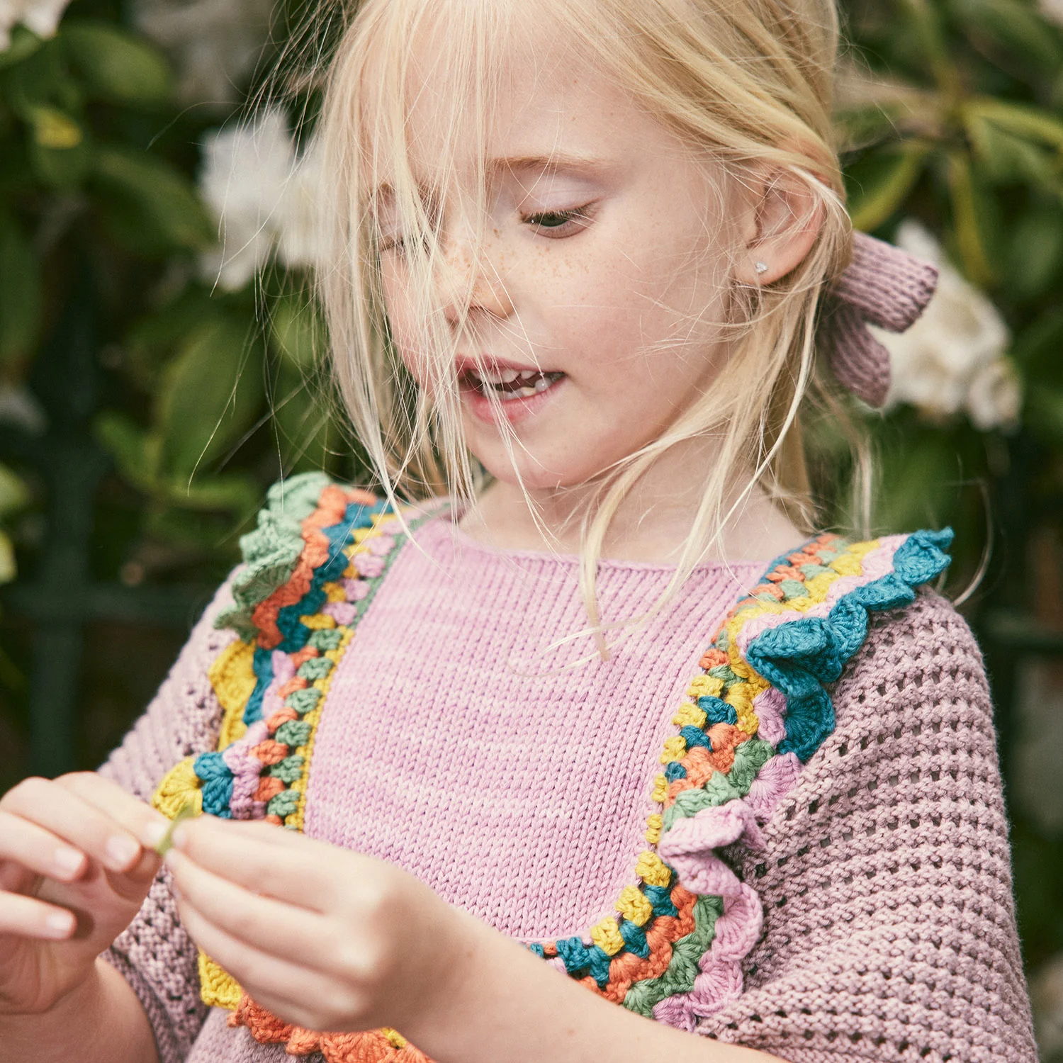 Kids Crochet Pima Cotton Joya Dress - Plum Petal - Image 4