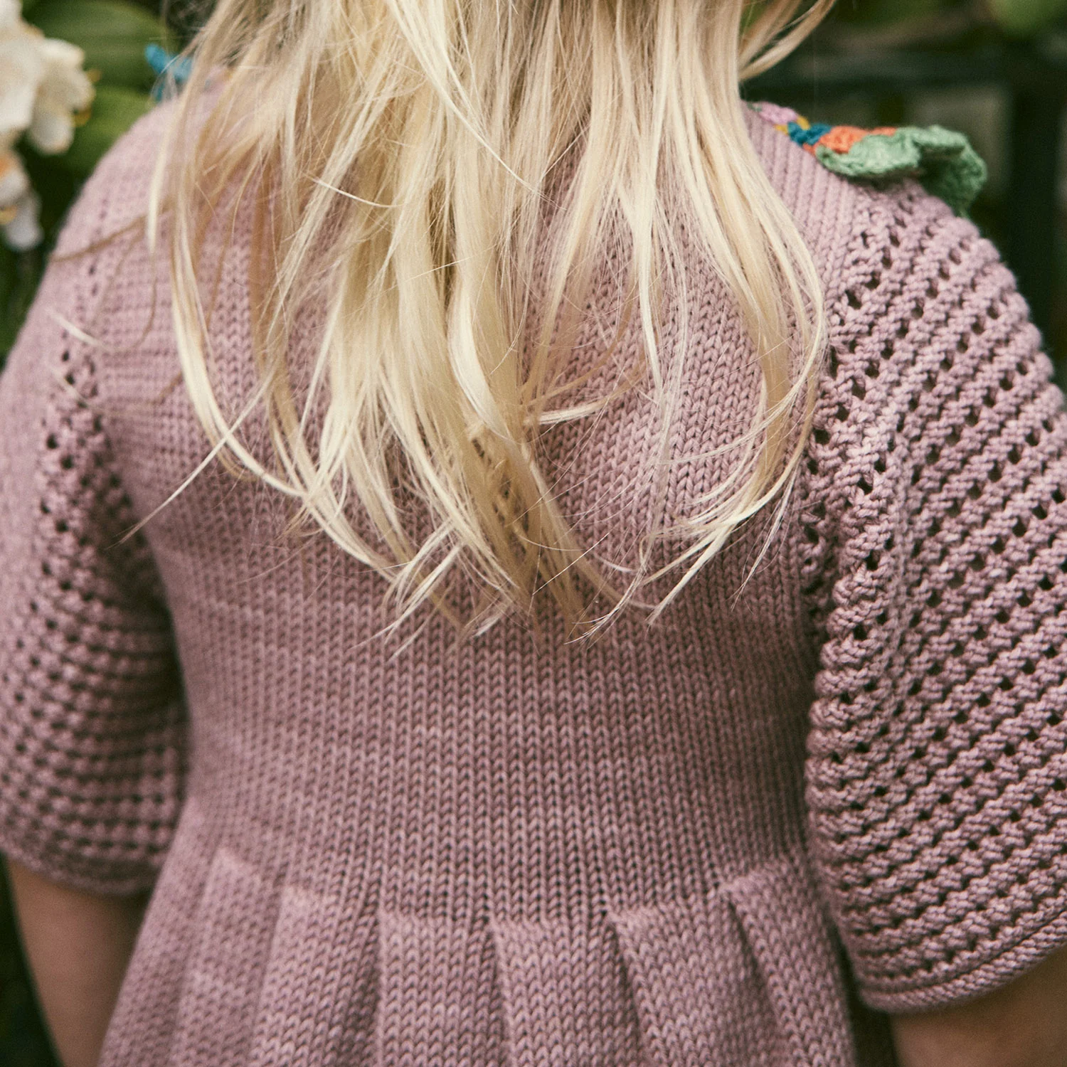 Kids Crochet Pima Cotton Joya Dress - Plum Petal - Image 5
