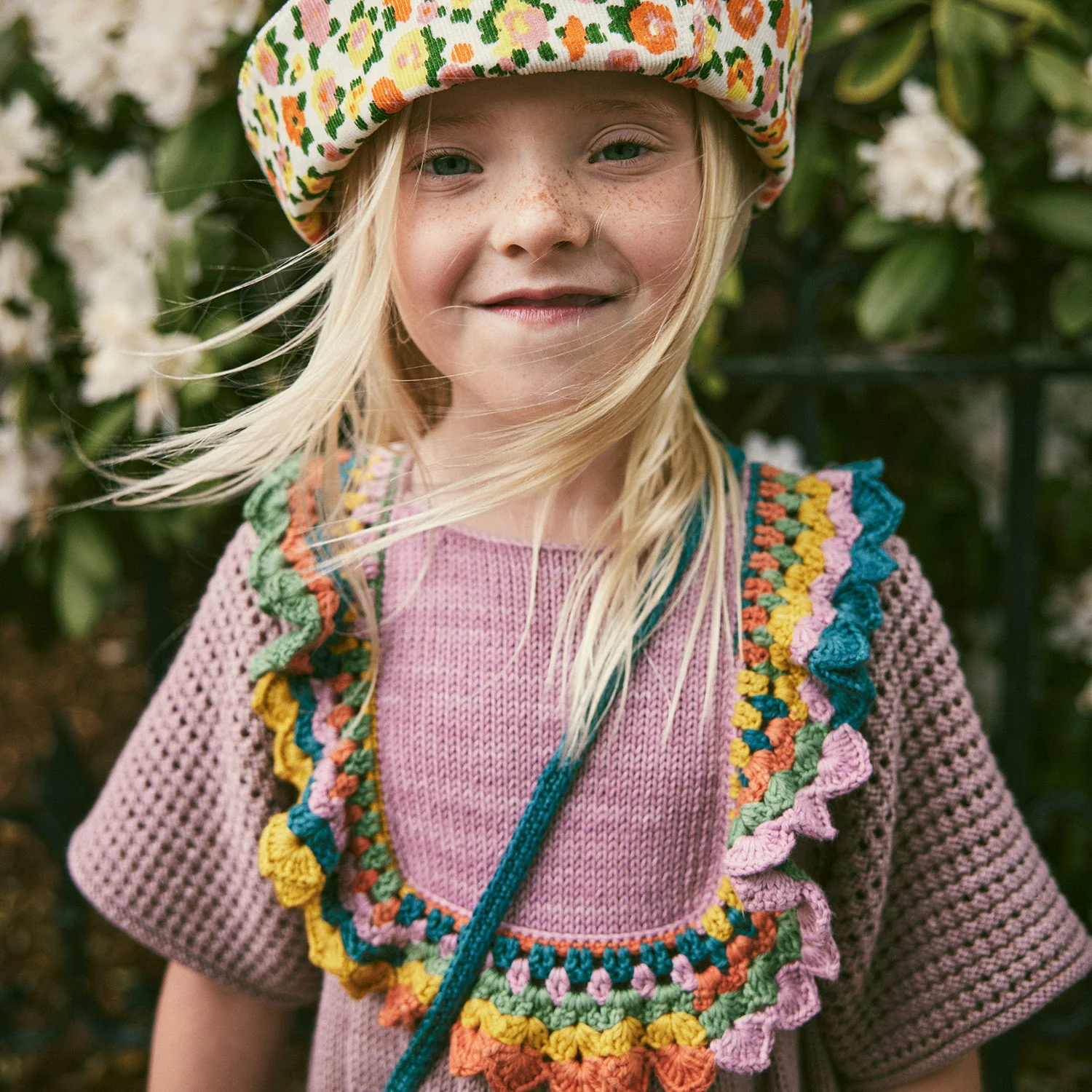 Kids Crochet Pima Cotton Joya Dress - Plum Petal - Image 6