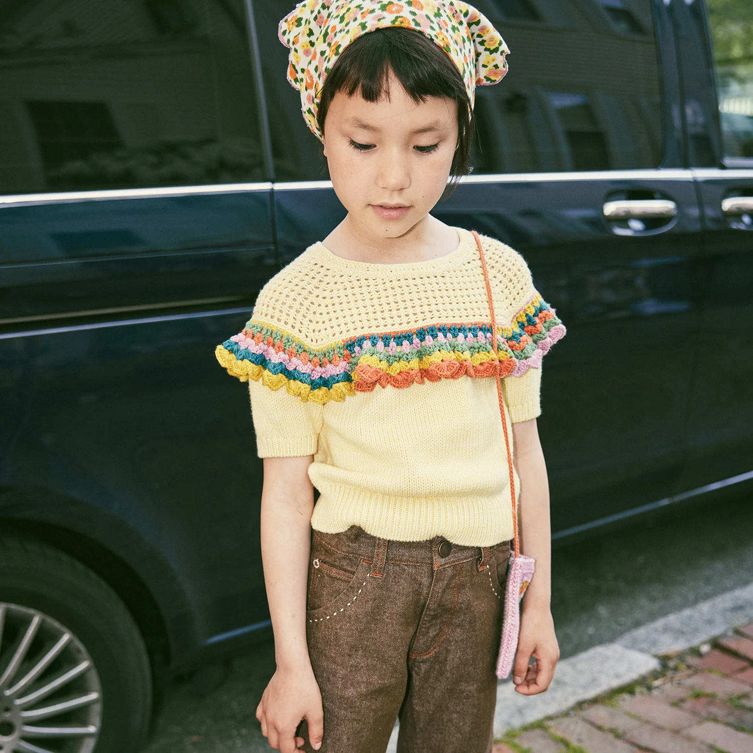 Kids Crochet Pima Cotton Joya Top - Vintage Yellow