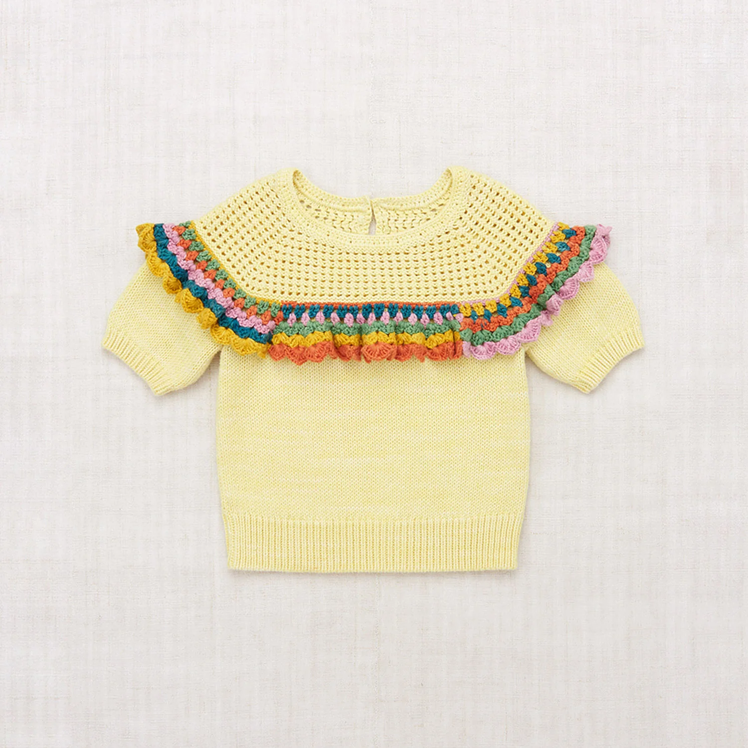 Kids Crochet Pima Cotton Joya Top - Vintage Yellow - Image 2