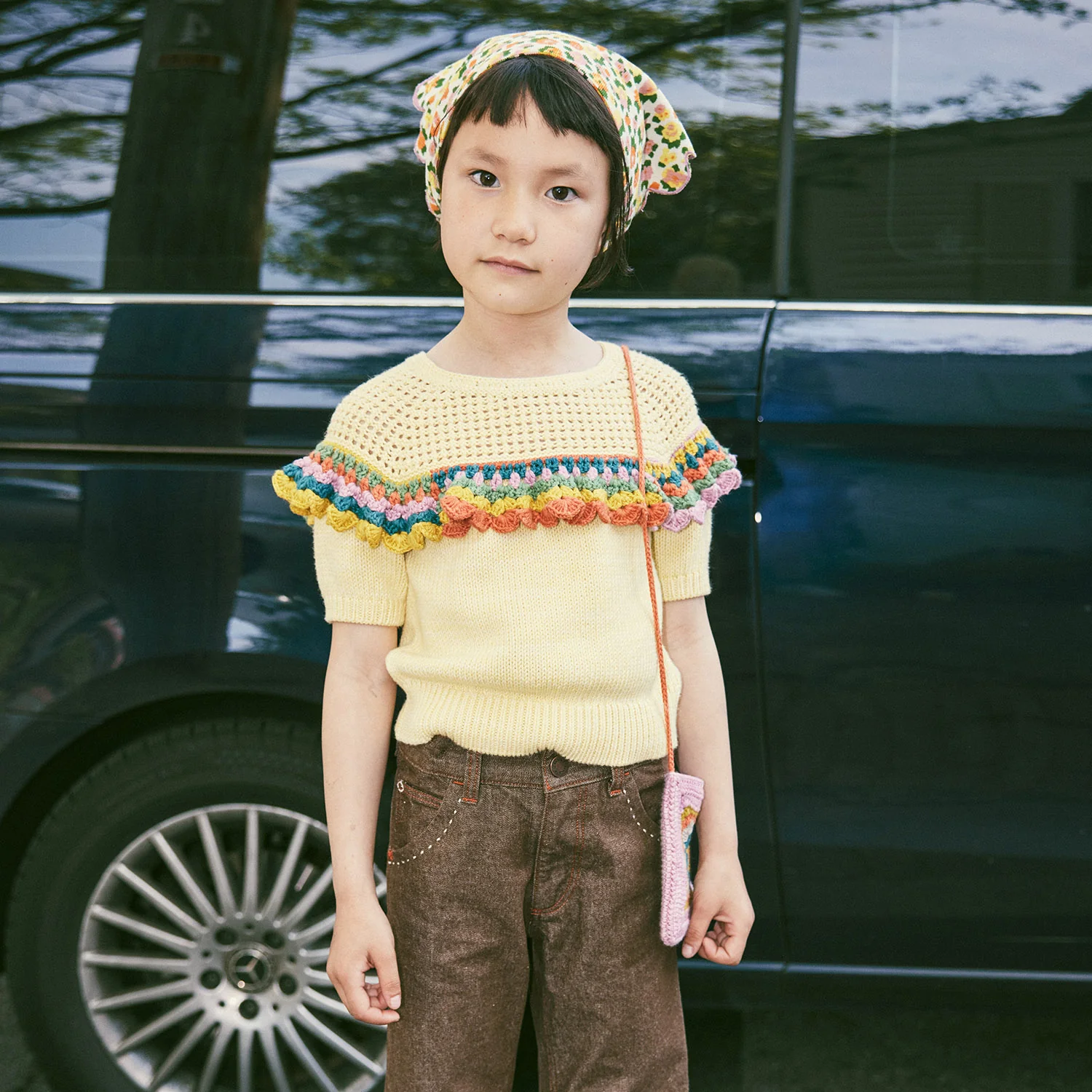 Kids Crochet Pima Cotton Joya Top - Vintage Yellow - Image 3