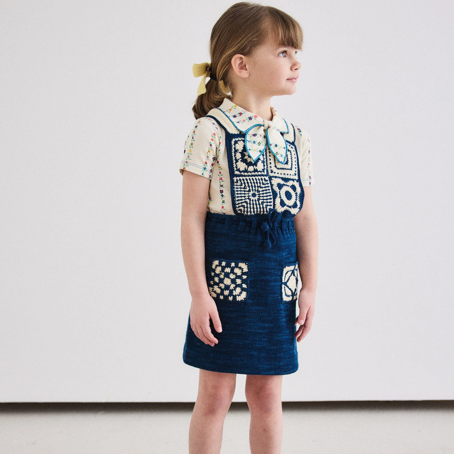 Kids Hand Crochet Pima Cotton Afghan Pinafore - Celestial