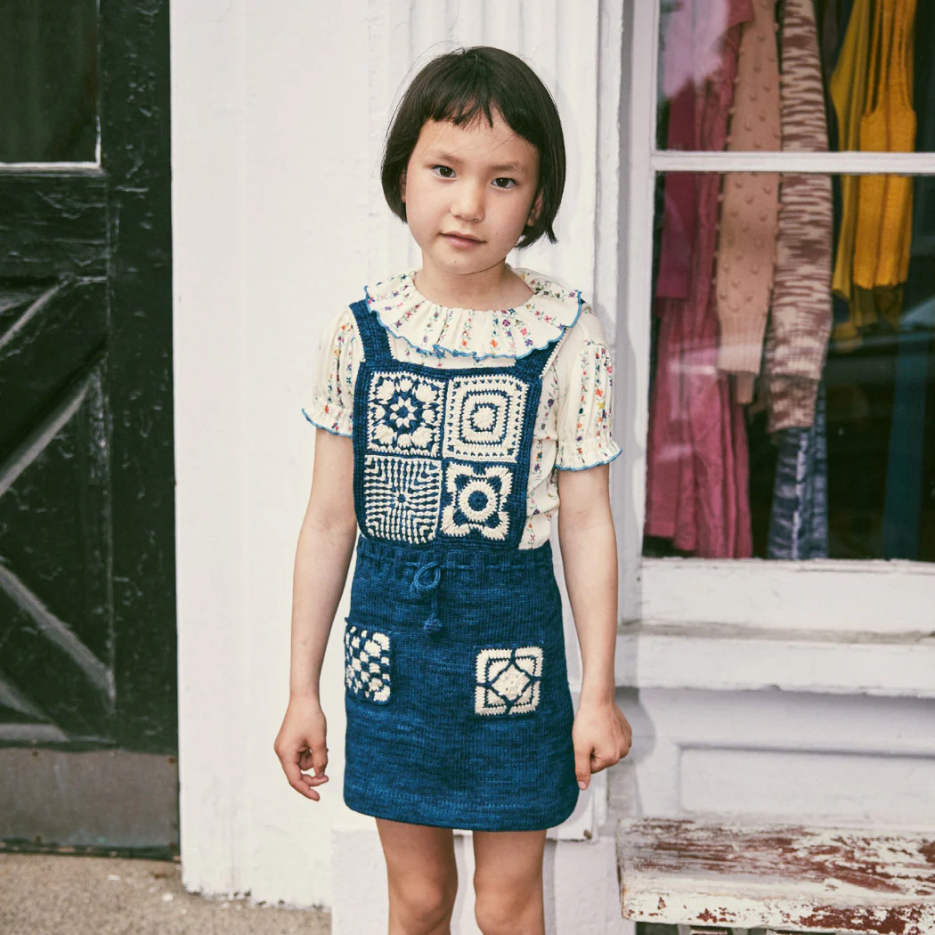 Kids Hand Crochet Pima Cotton Afghan Pinafore - Celestial - Image 4