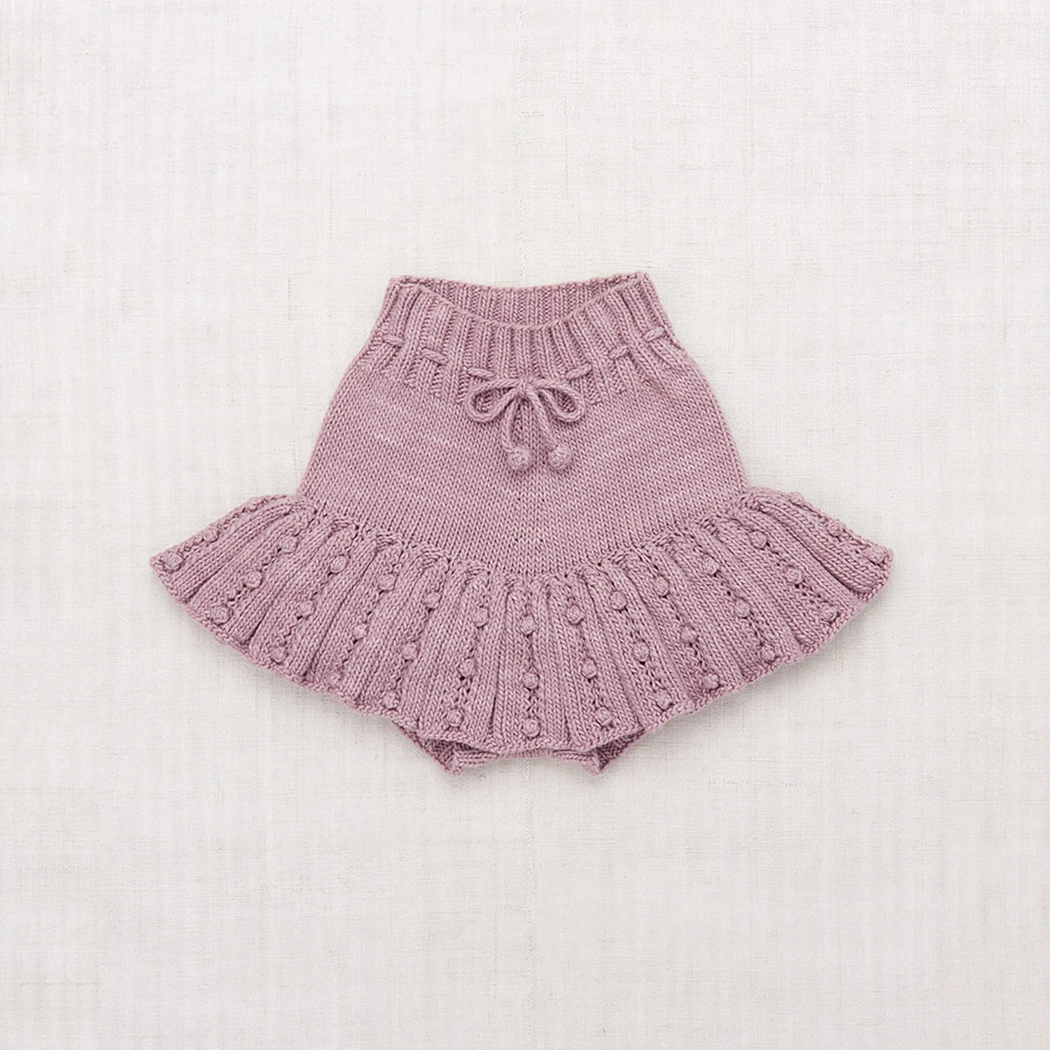 Kids Handknit Pima Cotton Eyelet Popcorn Skating Skirt - Plum Petal