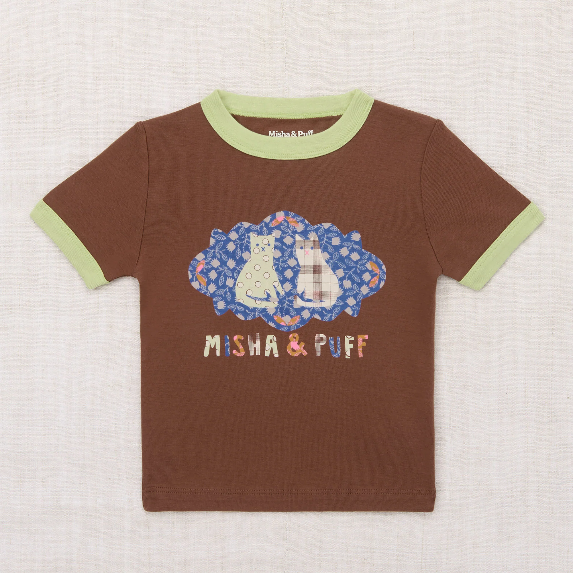 Kids Pima Cotton Barn Cats Collage Ringer Tee - Cola