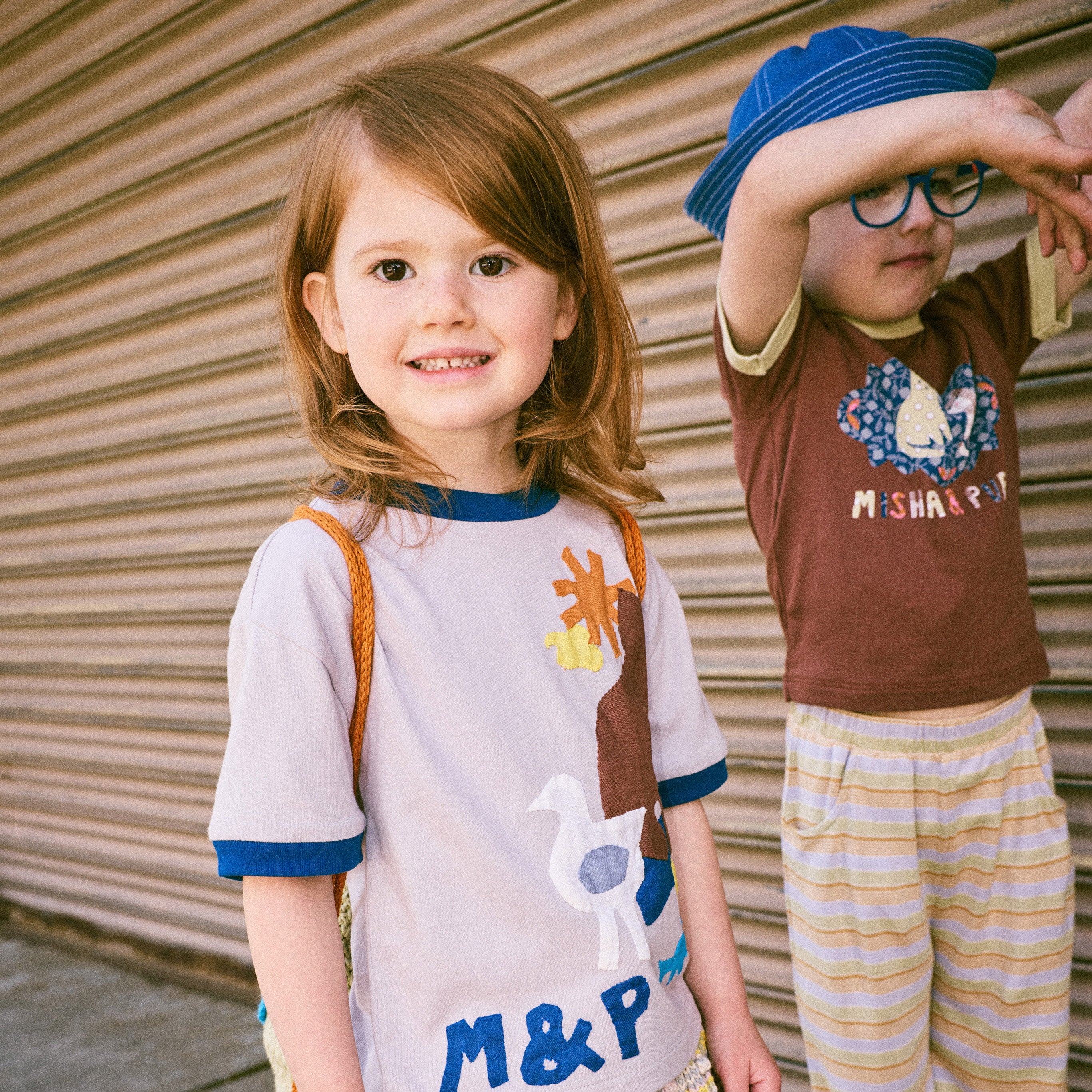 Kids Pima Cotton Barn Cats Collage Ringer Tee - Cola - Image 7