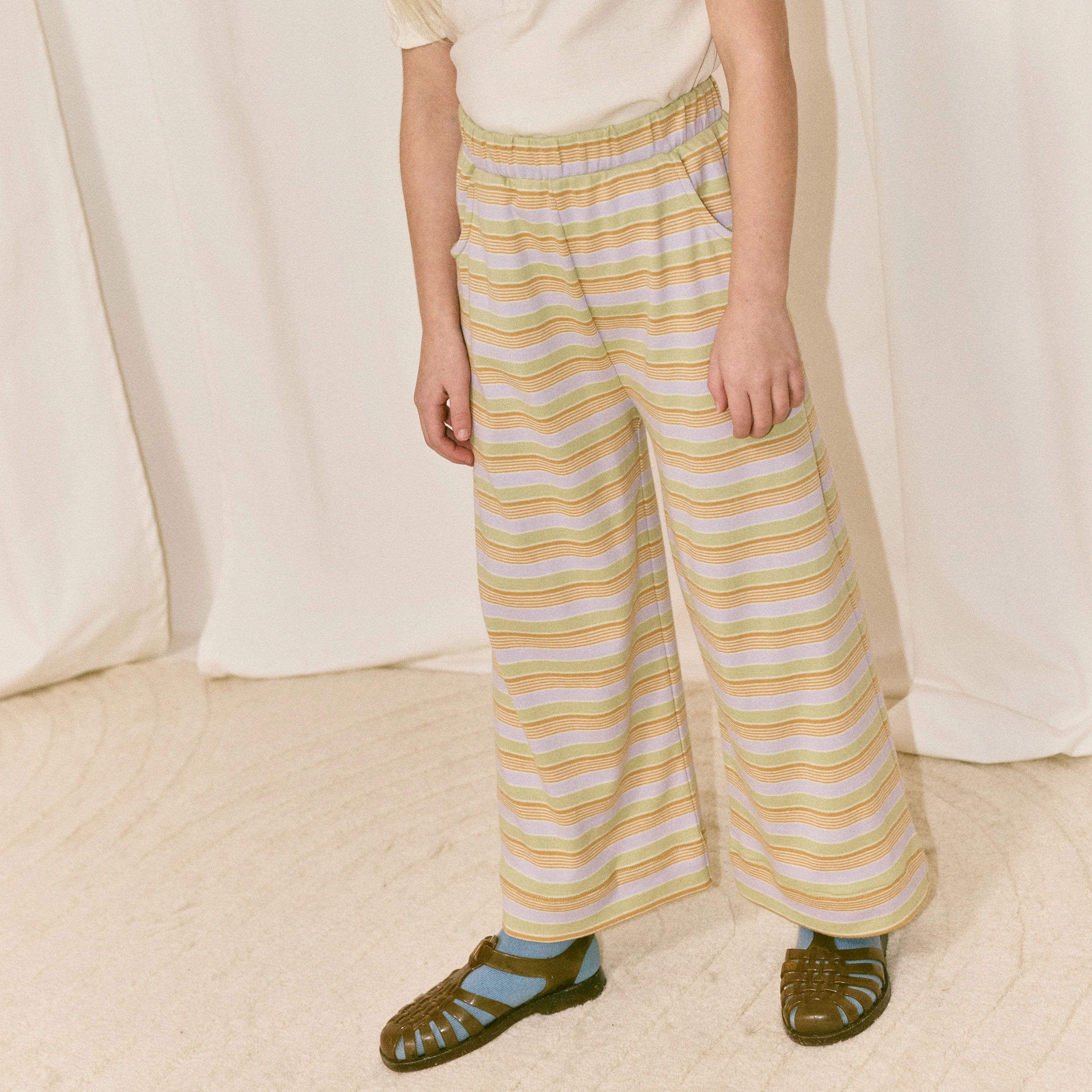Kids Pima Cotton Beach pant - Mist Avenue Stripe - Image 3